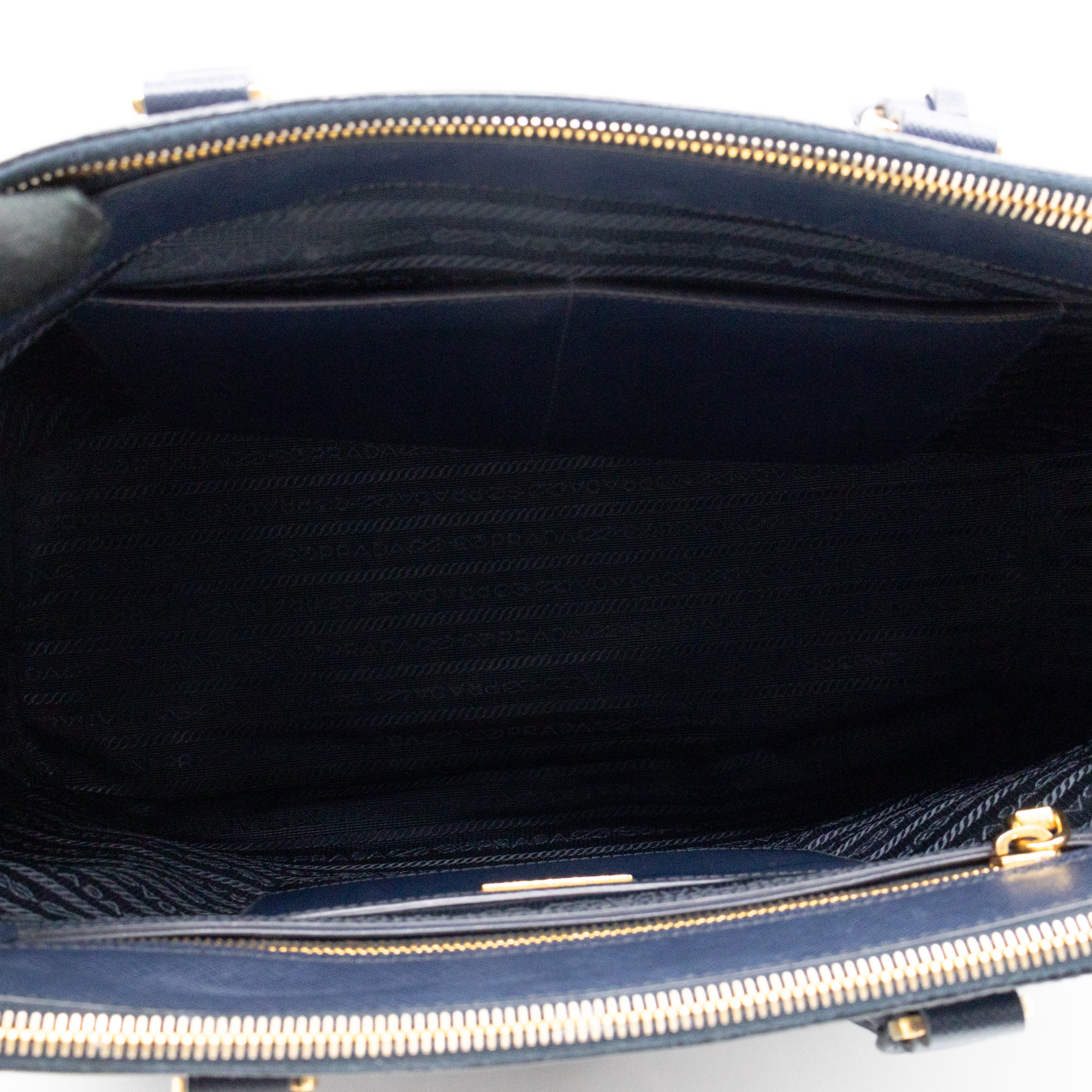 Galleria Large Double Zip Navy Saffiano Leather