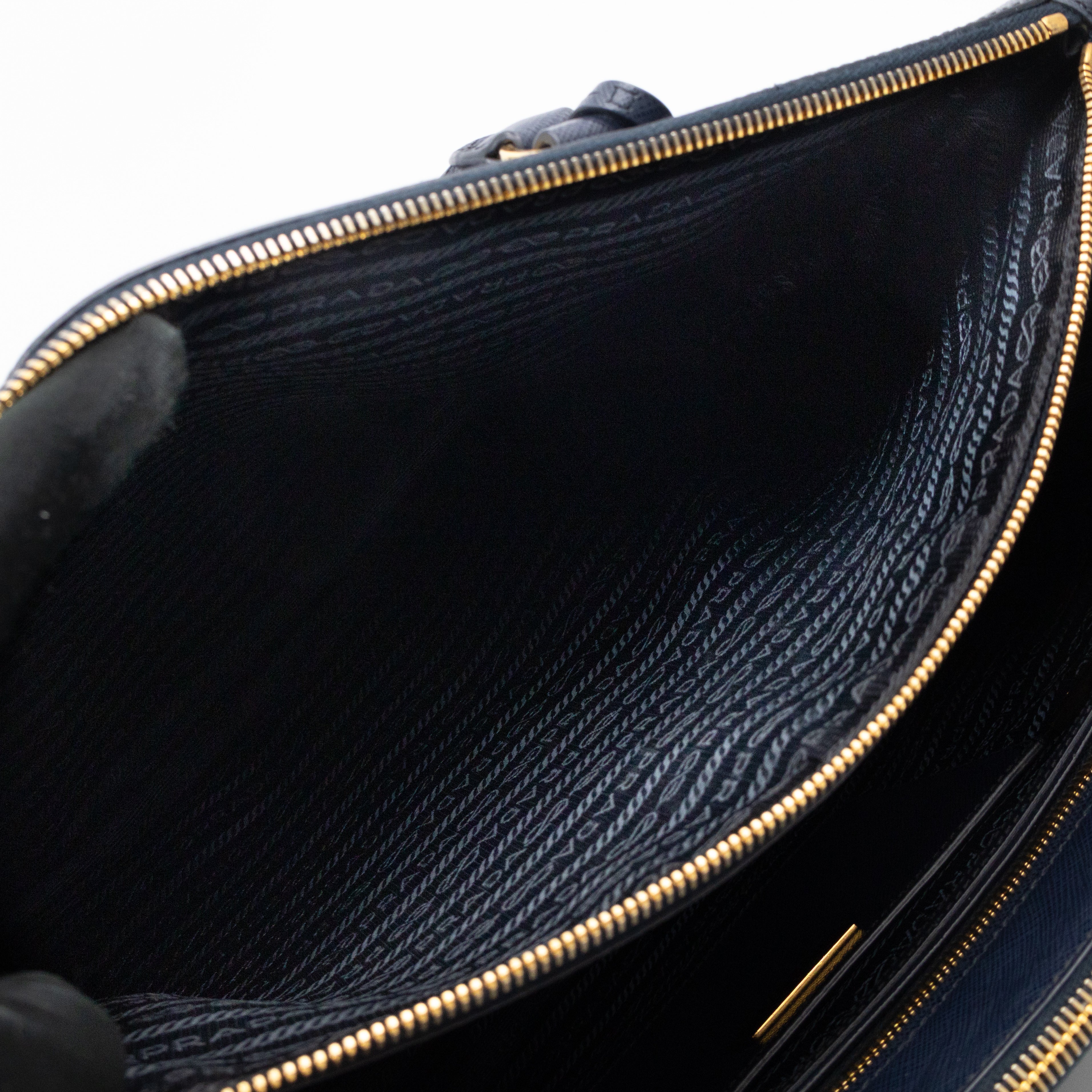 Galleria Large Double Zip Navy Saffiano Leather