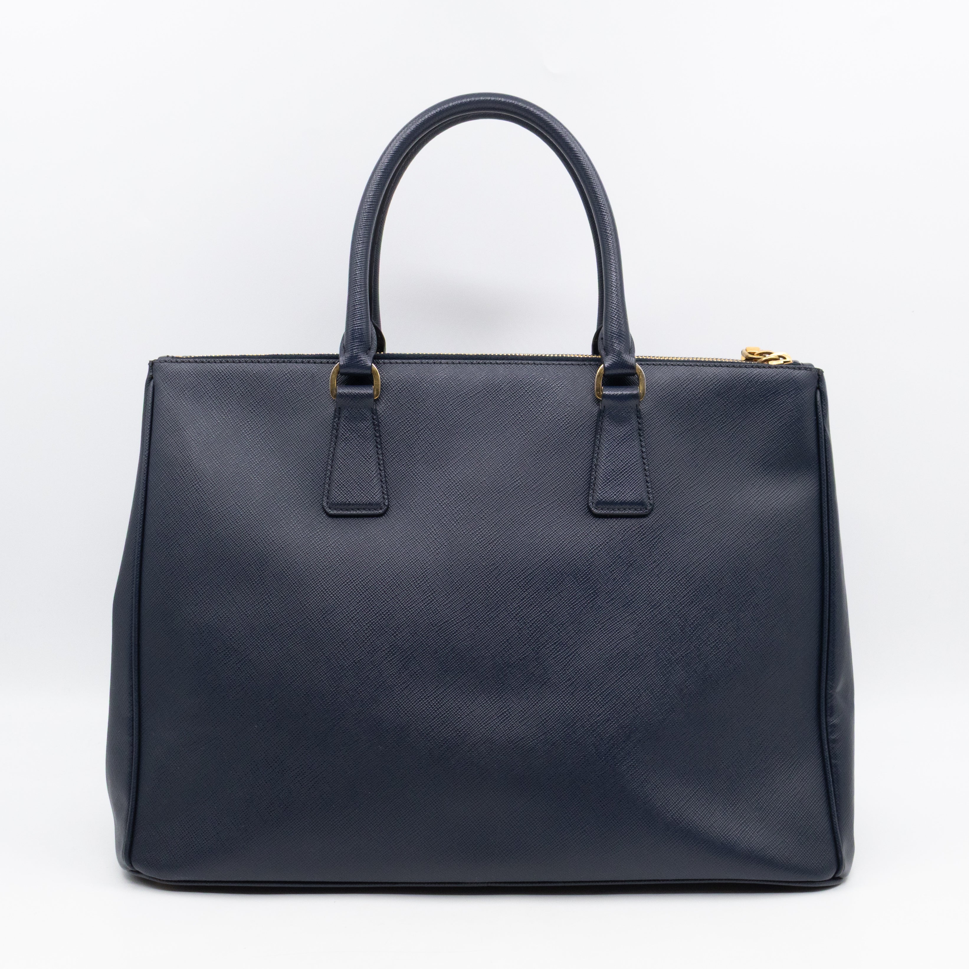 Galleria Large Double Zip Navy Saffiano Leather