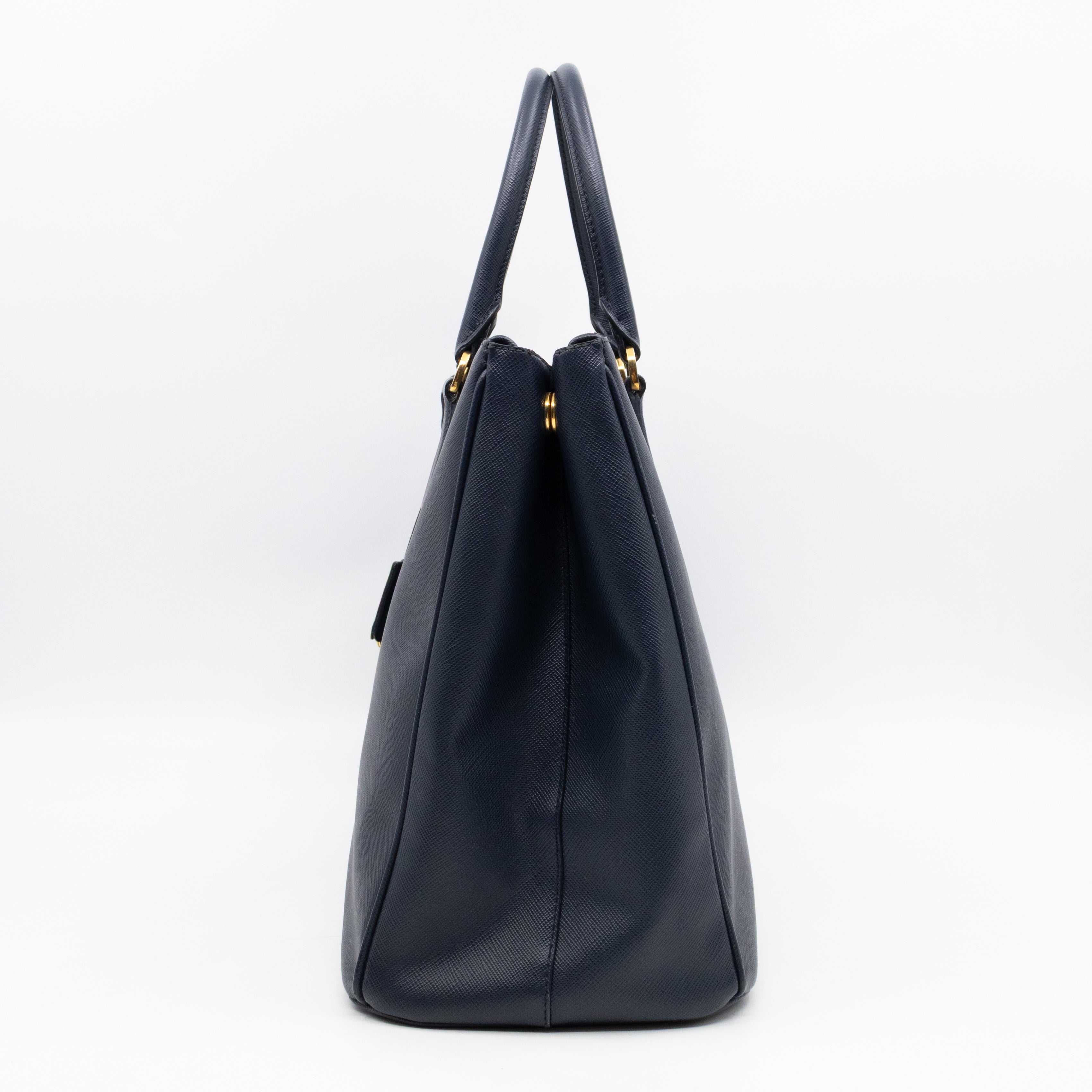 Galleria Large Double Zip Navy Saffiano Leather