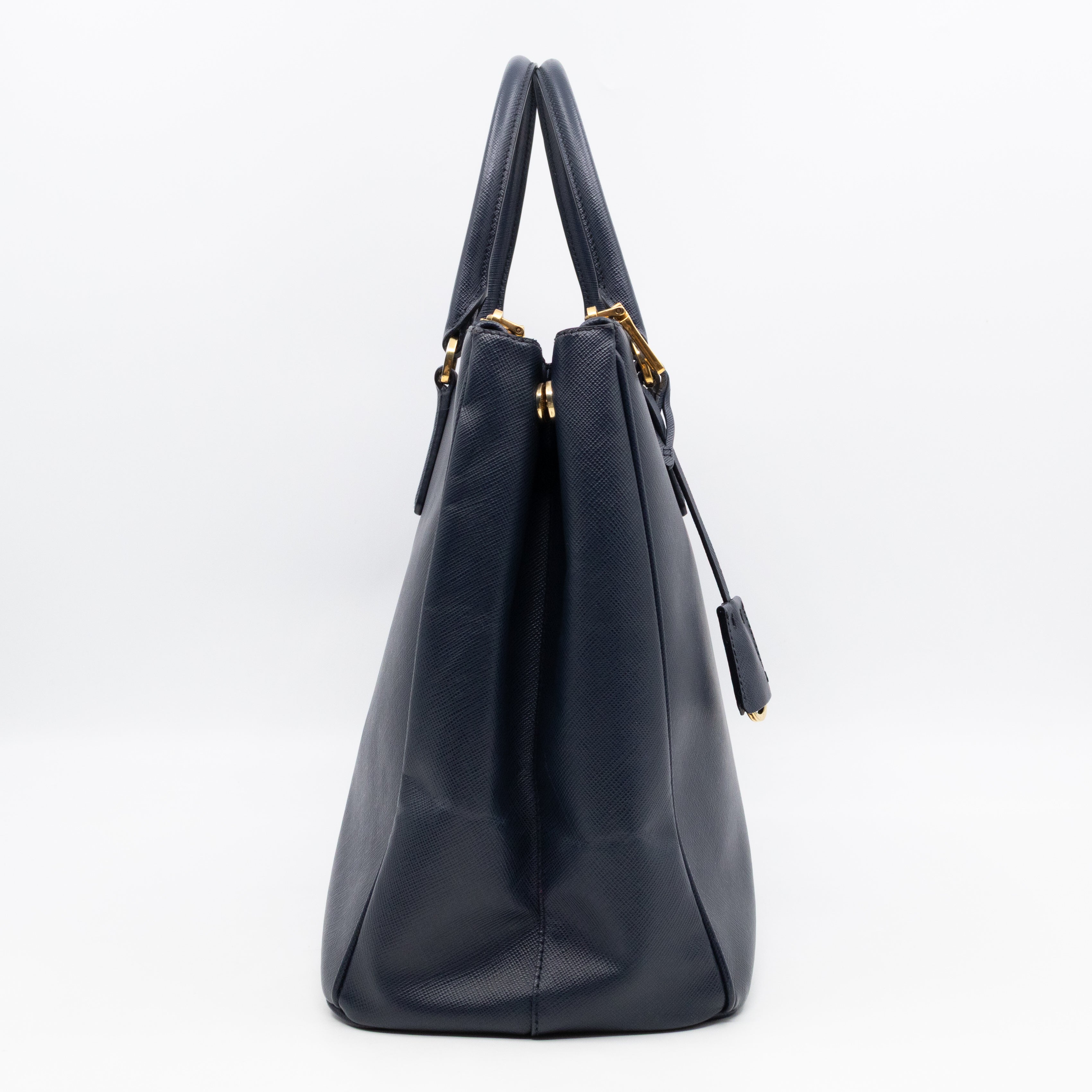 Galleria Large Double Zip Navy Saffiano Leather