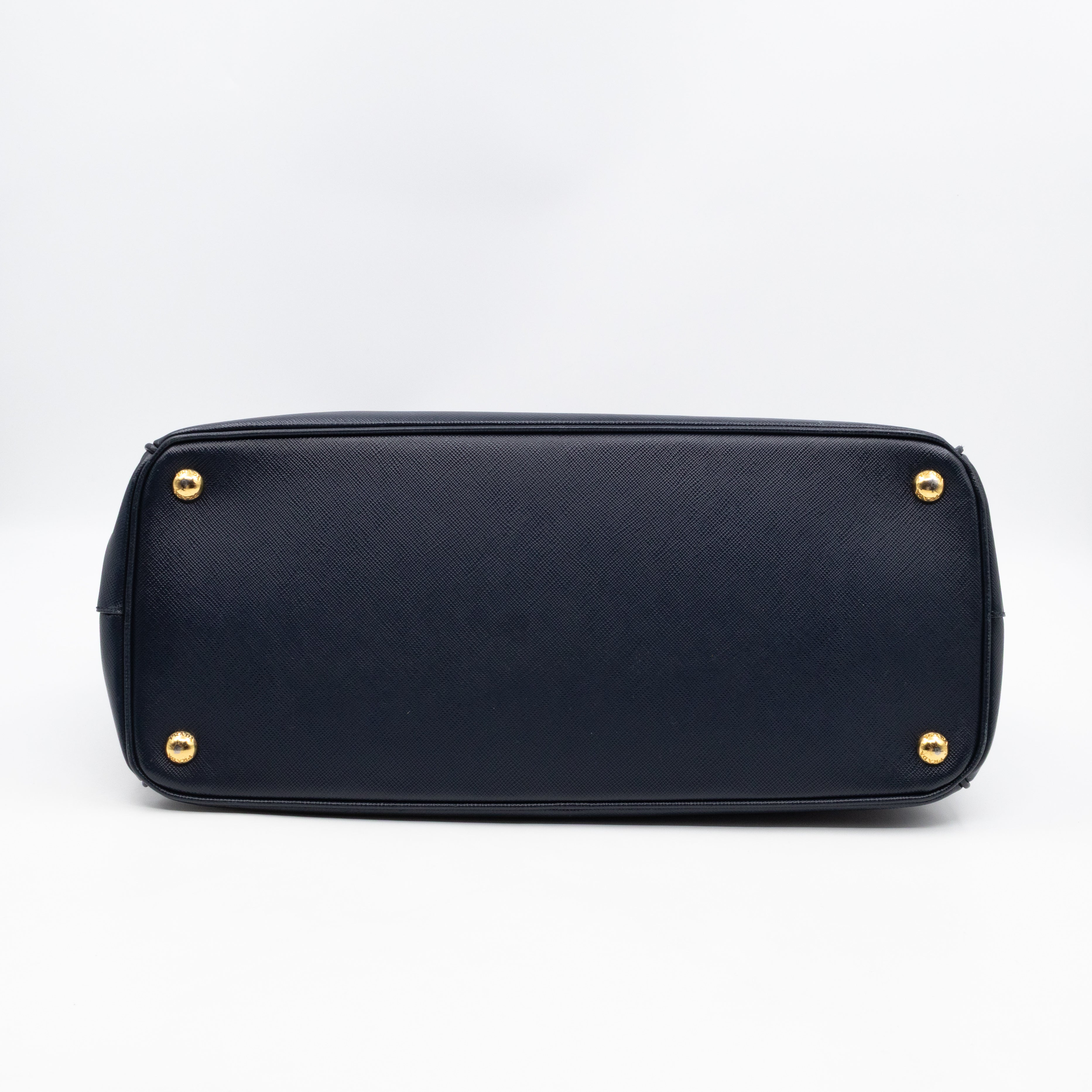 Galleria Large Double Zip Navy Saffiano Leather
