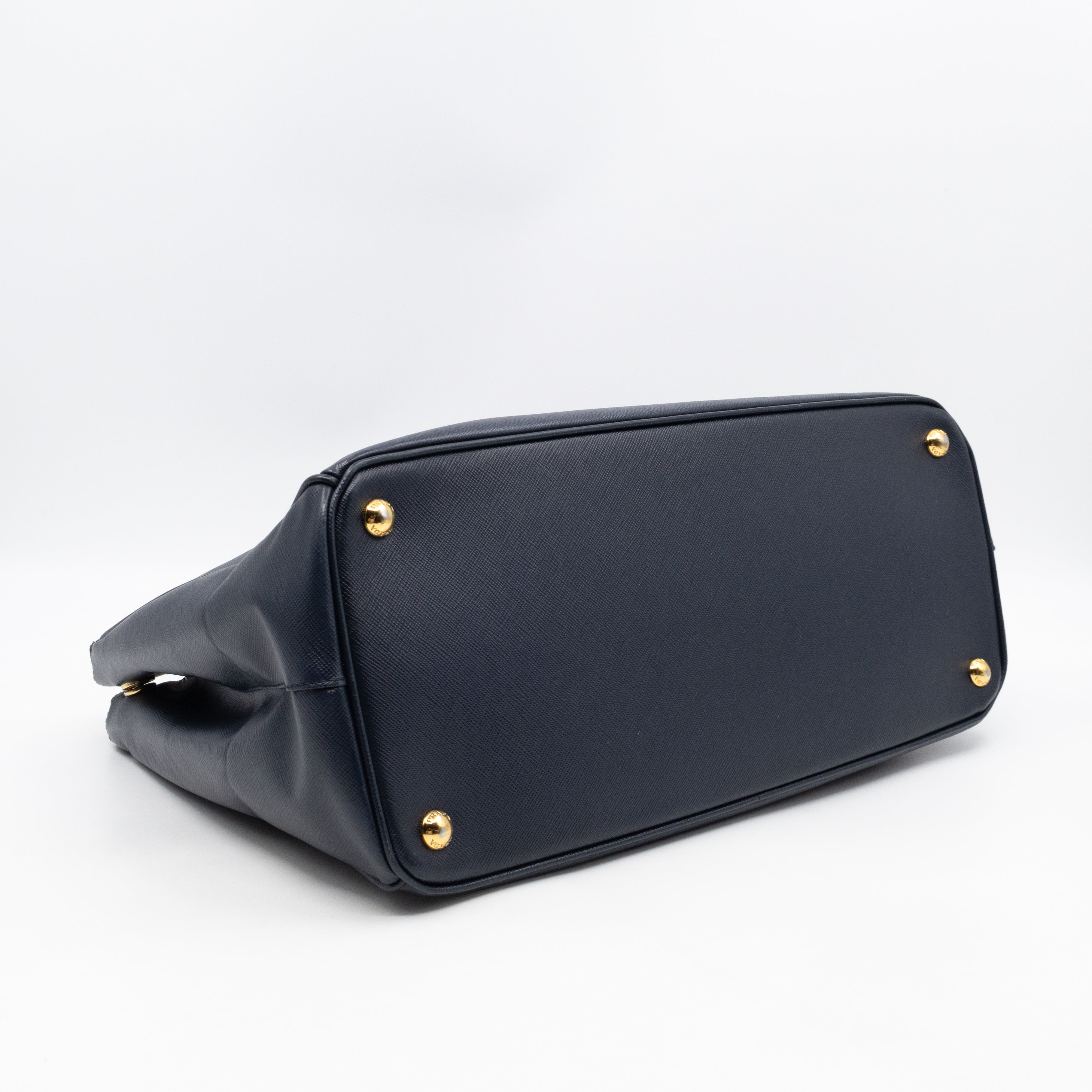 Galleria Large Double Zip Navy Saffiano Leather