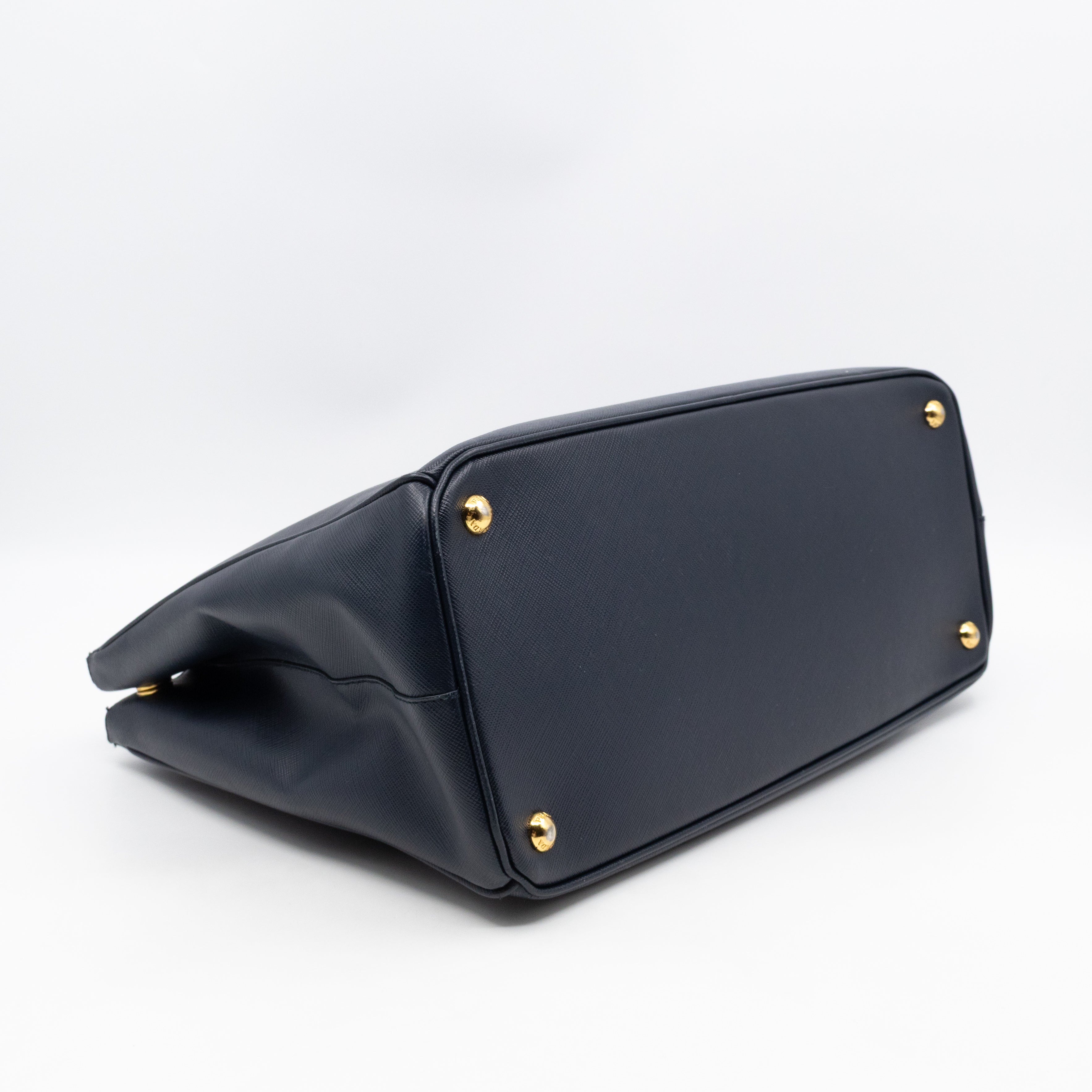 Galleria Large Double Zip Navy Saffiano Leather