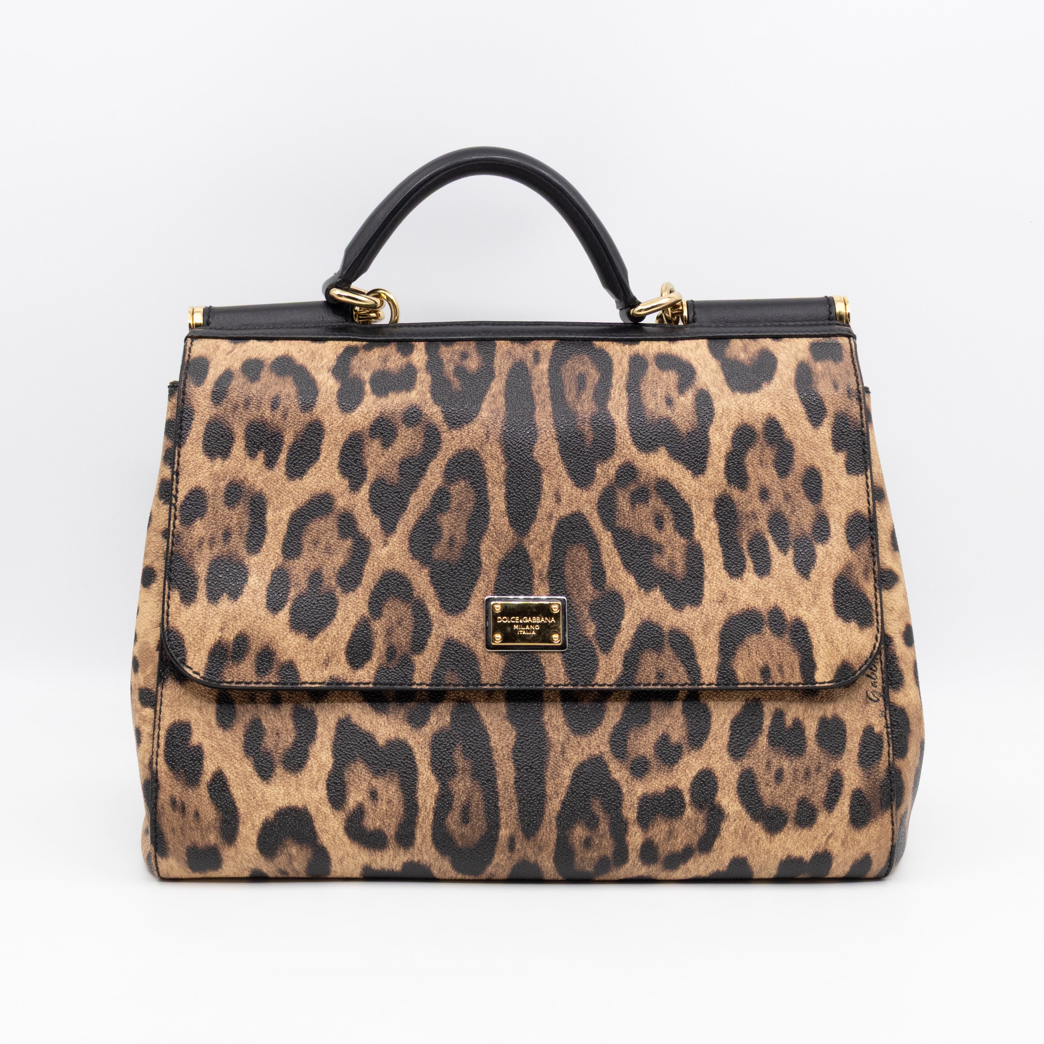 Sicily Large Leopard Dauphine Leather