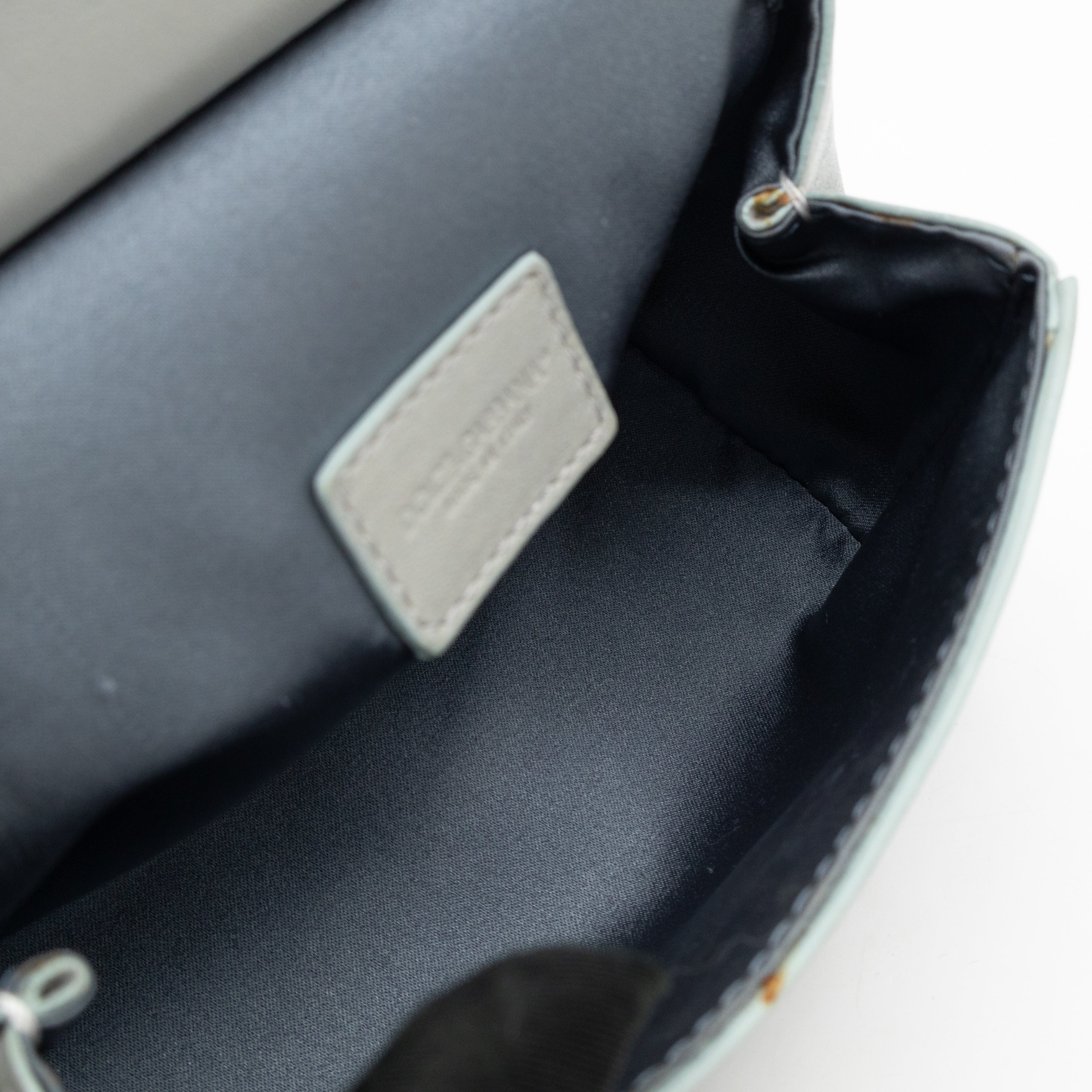 Micro Sicily Tweed Flap Light Blue Leather