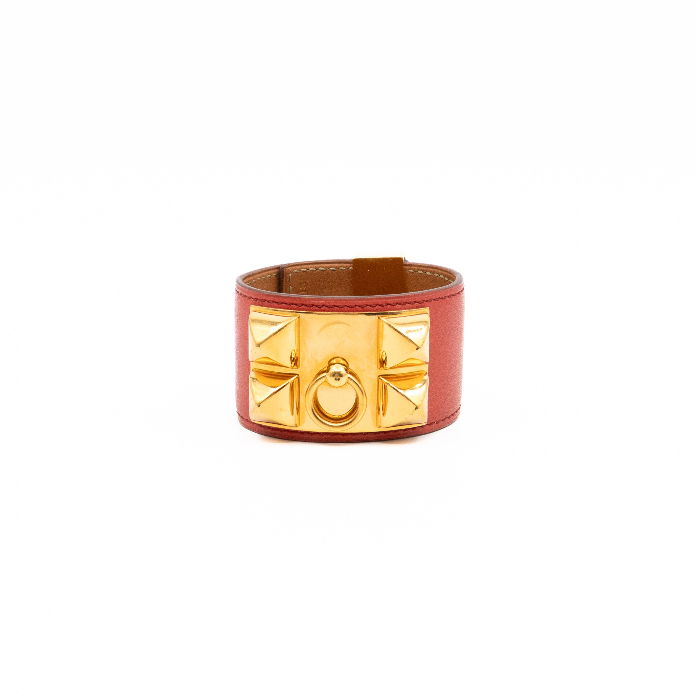 Collier de Chien Bracelet Gold & Red Leather