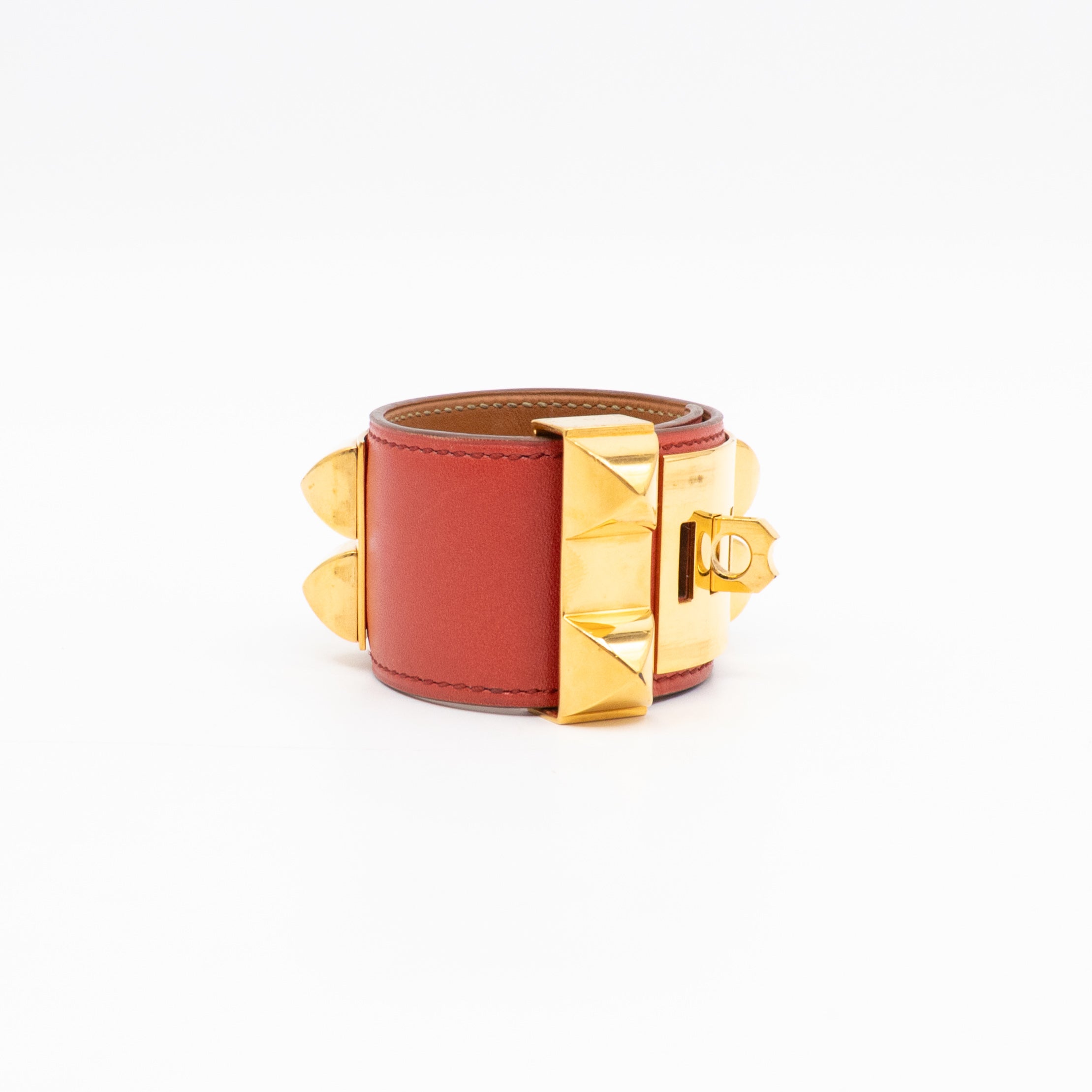 Collier de Chien Bracelet Gold & Red Leather