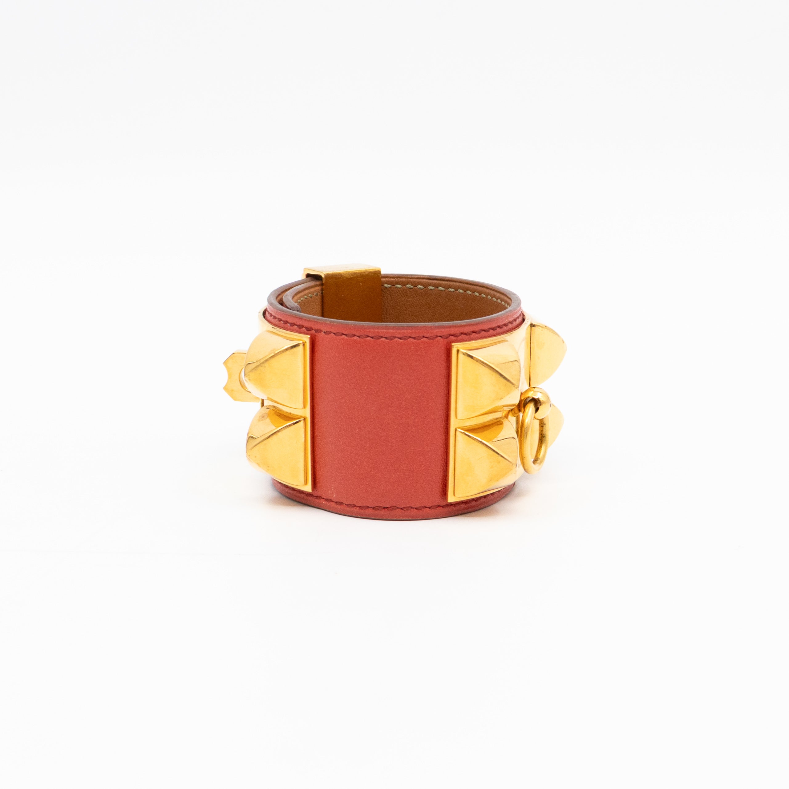 Collier de Chien Bracelet Gold & Red Leather