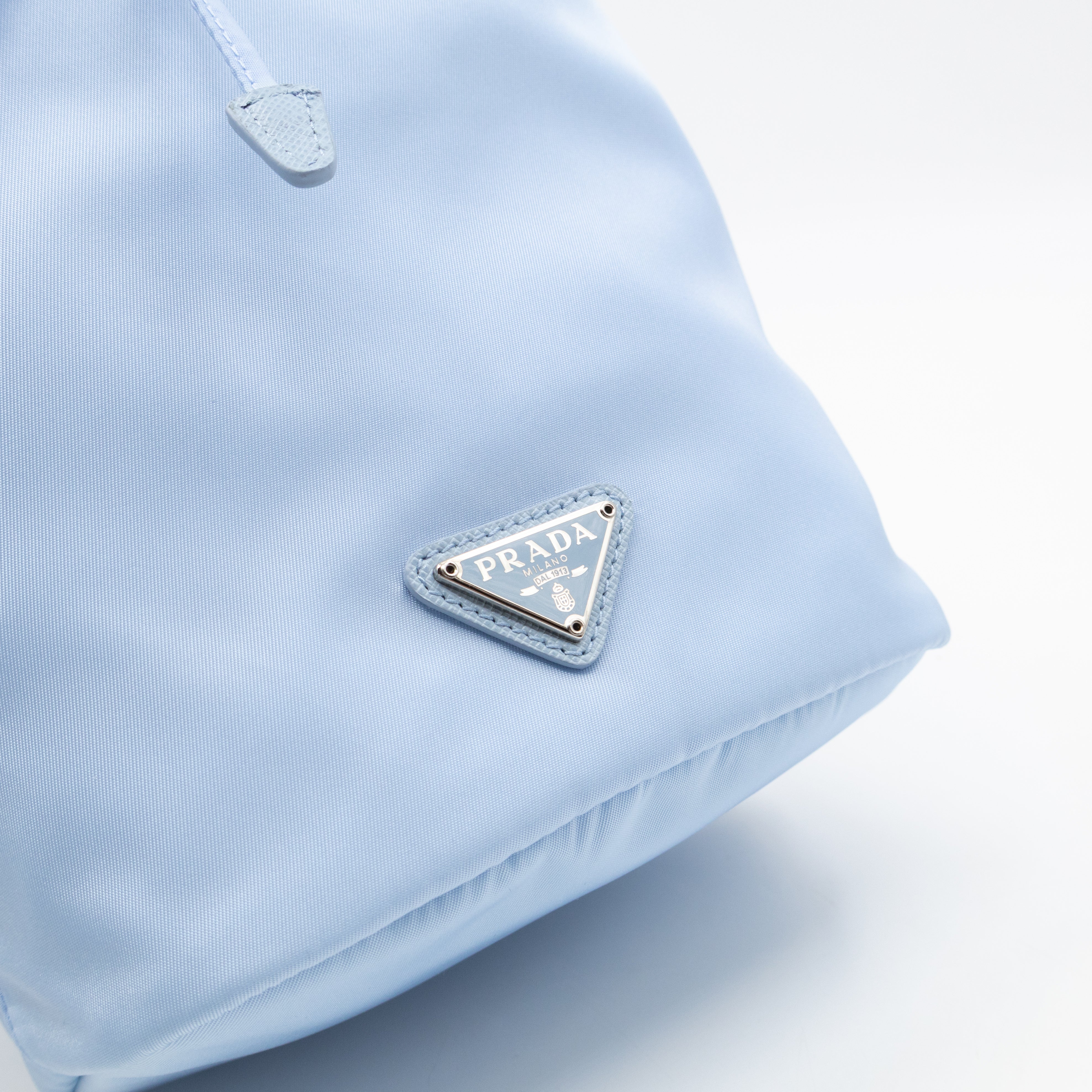 Re-Nylon Mini Pouch Light Blue Fabric