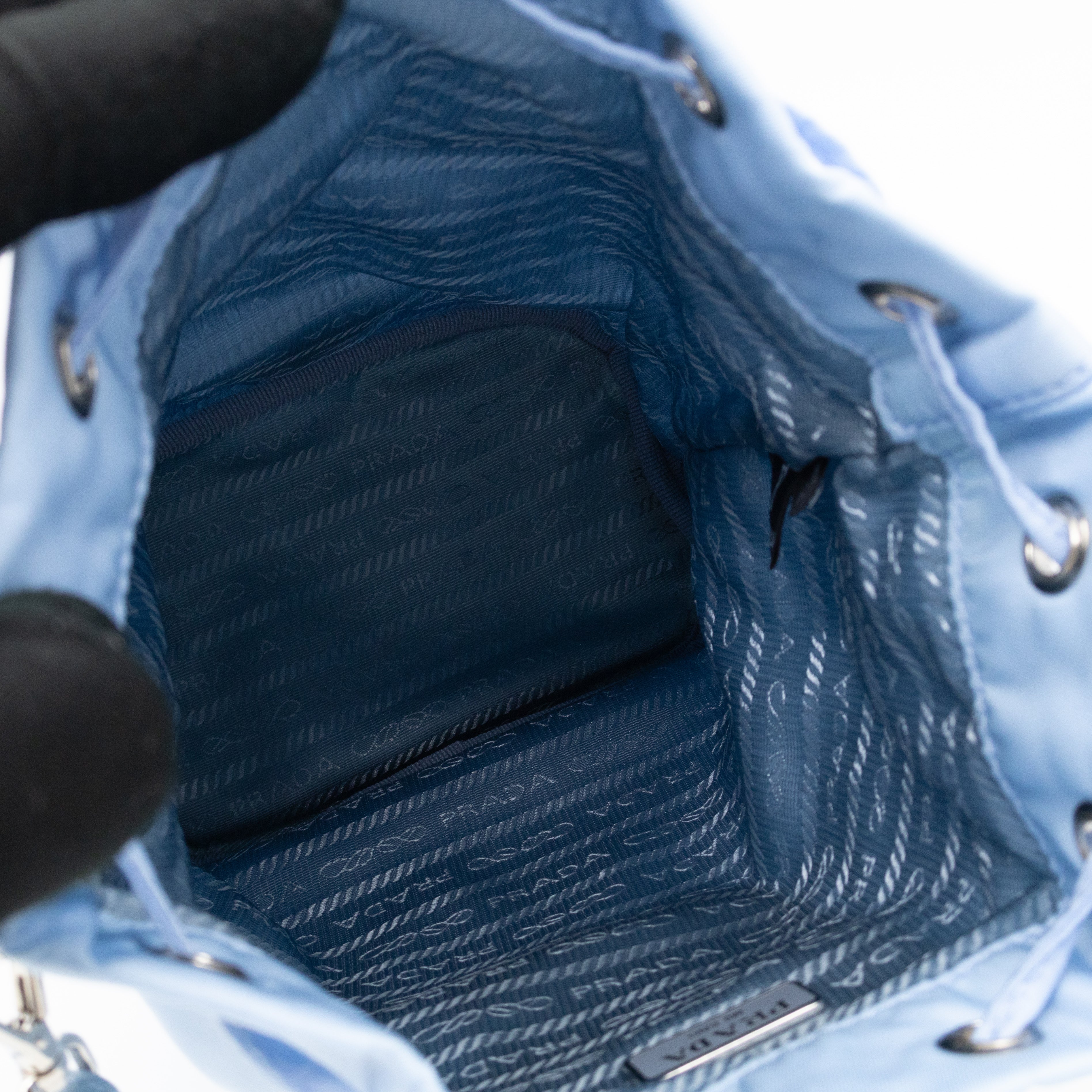 Re-Nylon Mini Pouch Light Blue Fabric
