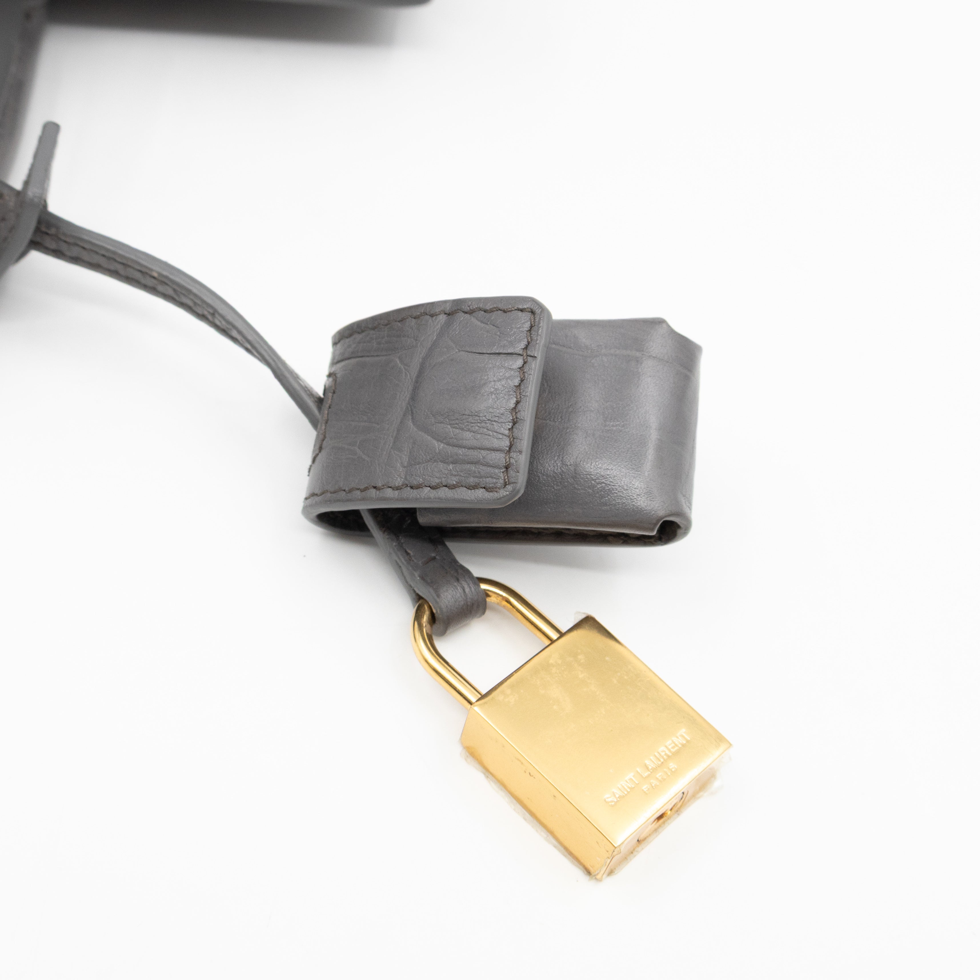 Sac de Jour Nano Grey Croc Embossed Leather