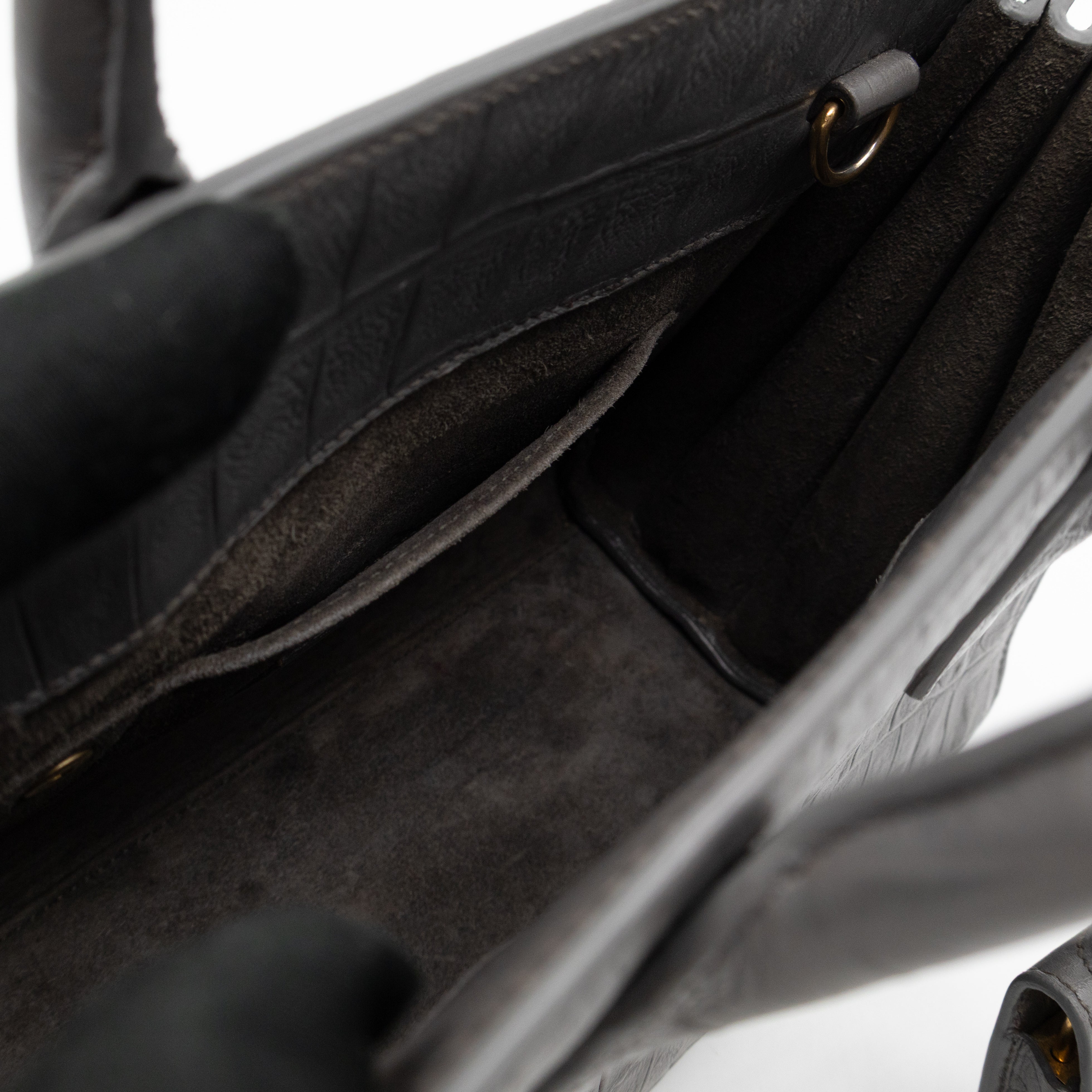 Sac de Jour Nano Grey Croc Embossed Leather