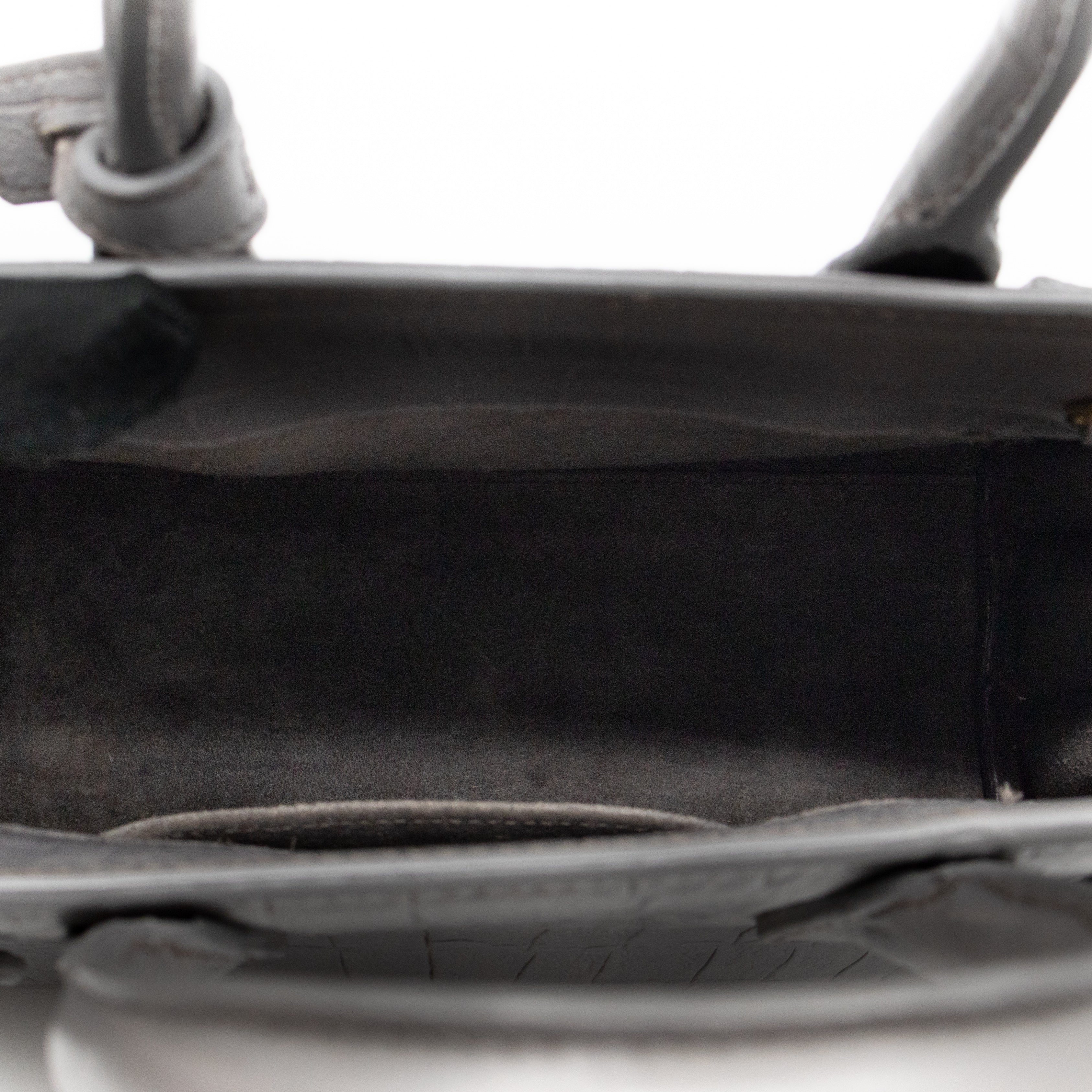 Sac de Jour Nano Grey Croc Embossed Leather