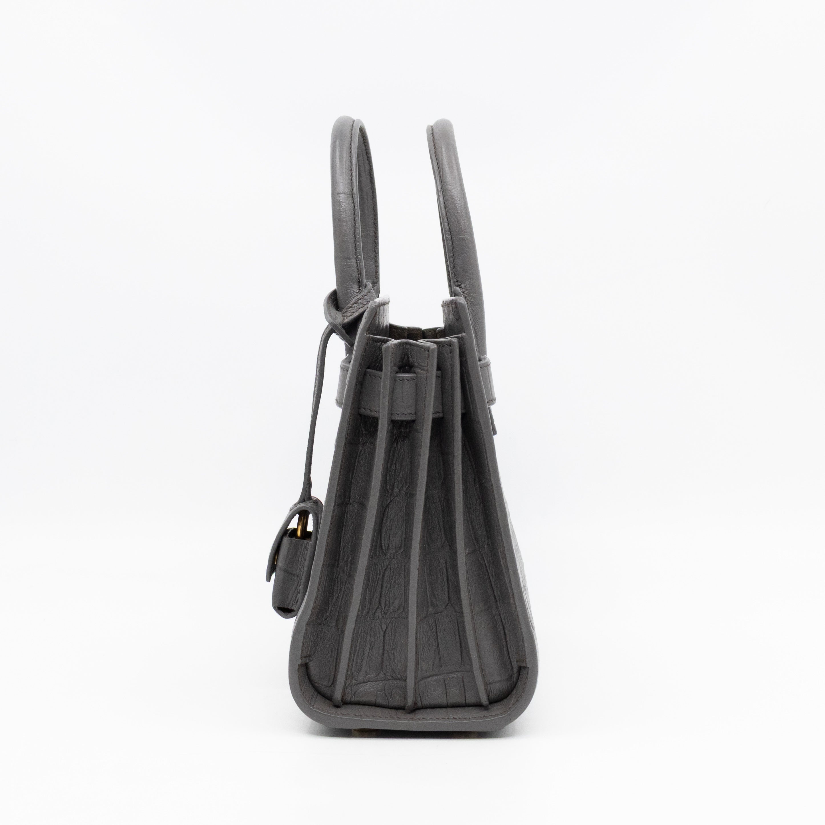Sac de Jour Nano Grey Croc Embossed Leather