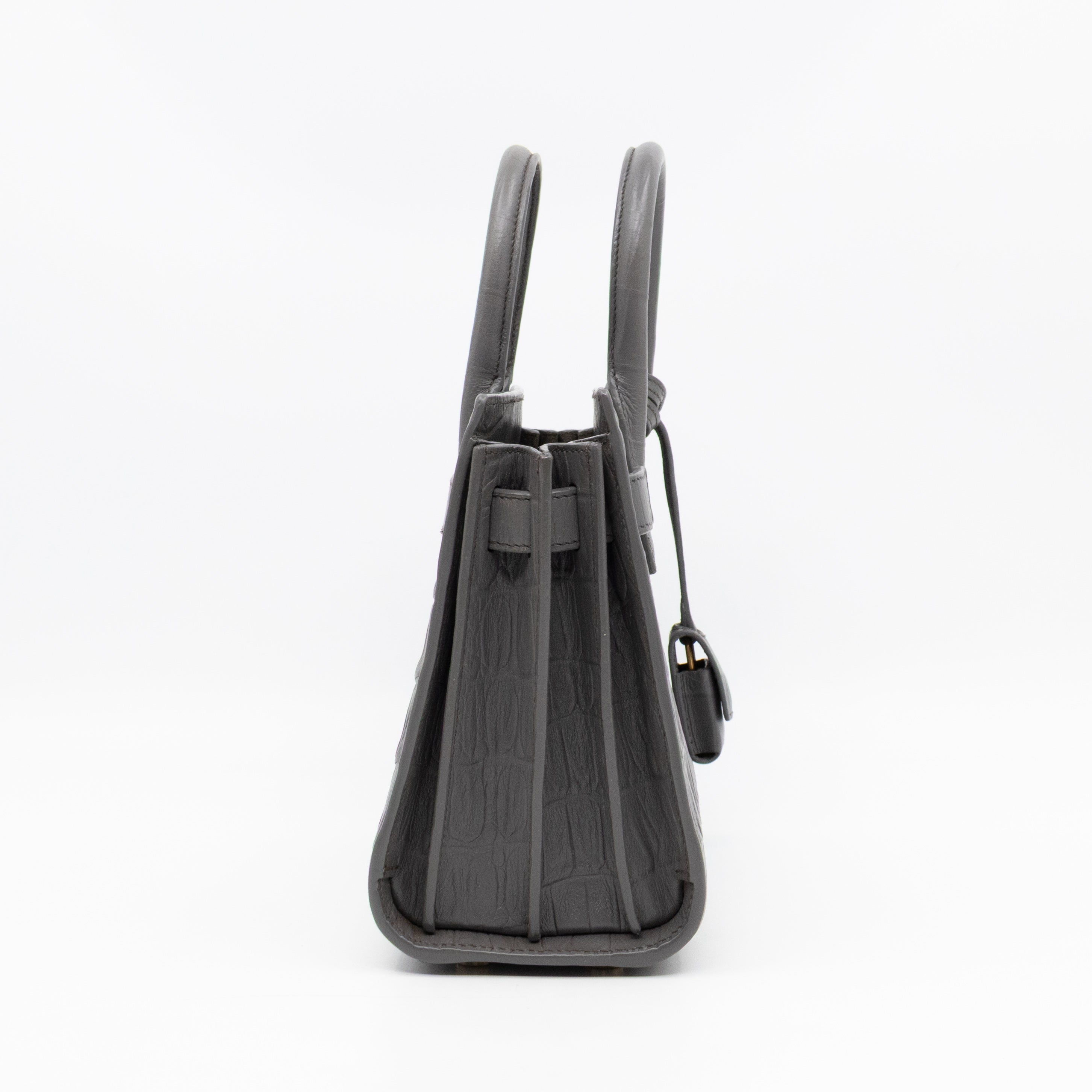 Sac de Jour Nano Grey Croc Embossed Leather