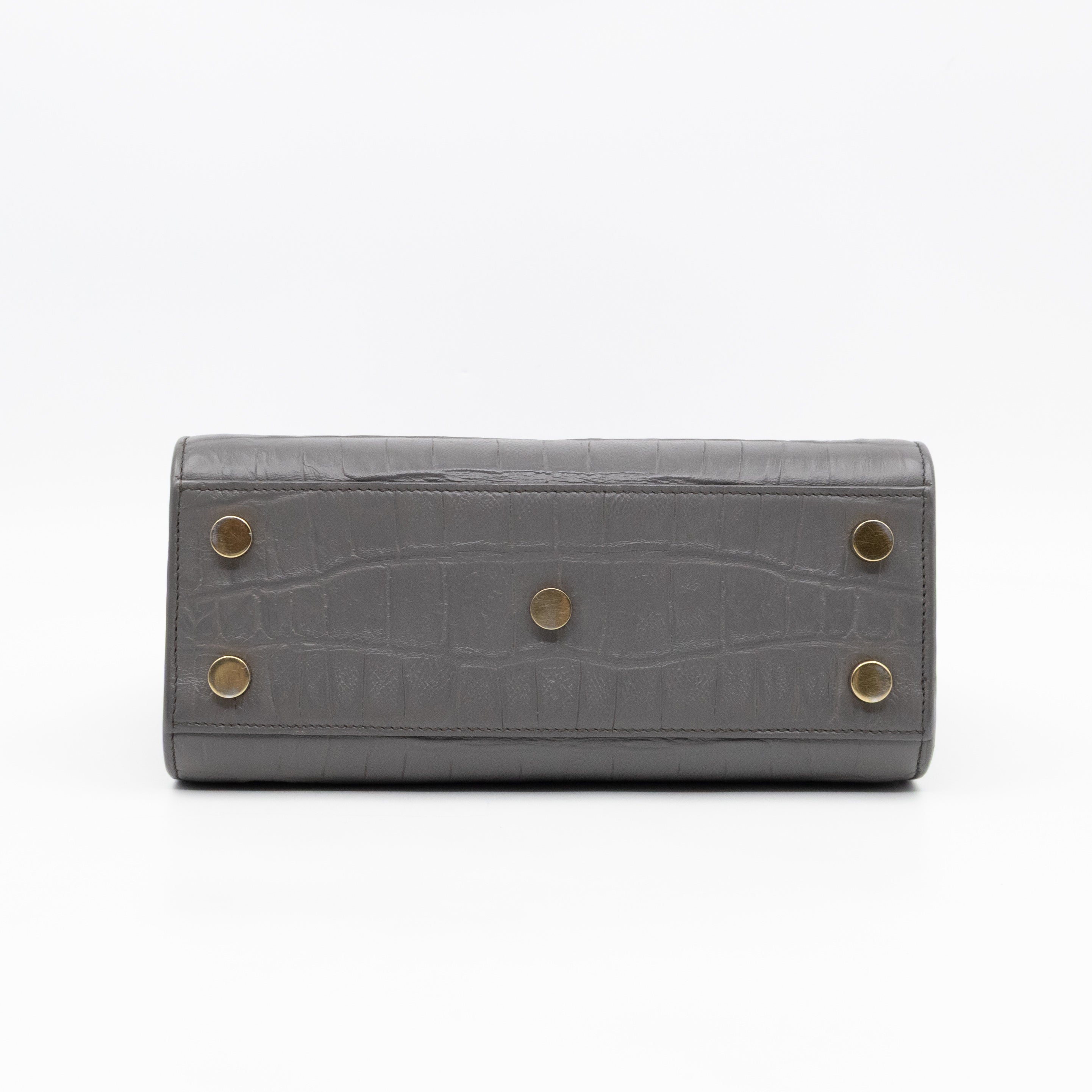Sac de Jour Nano Grey Croc Embossed Leather