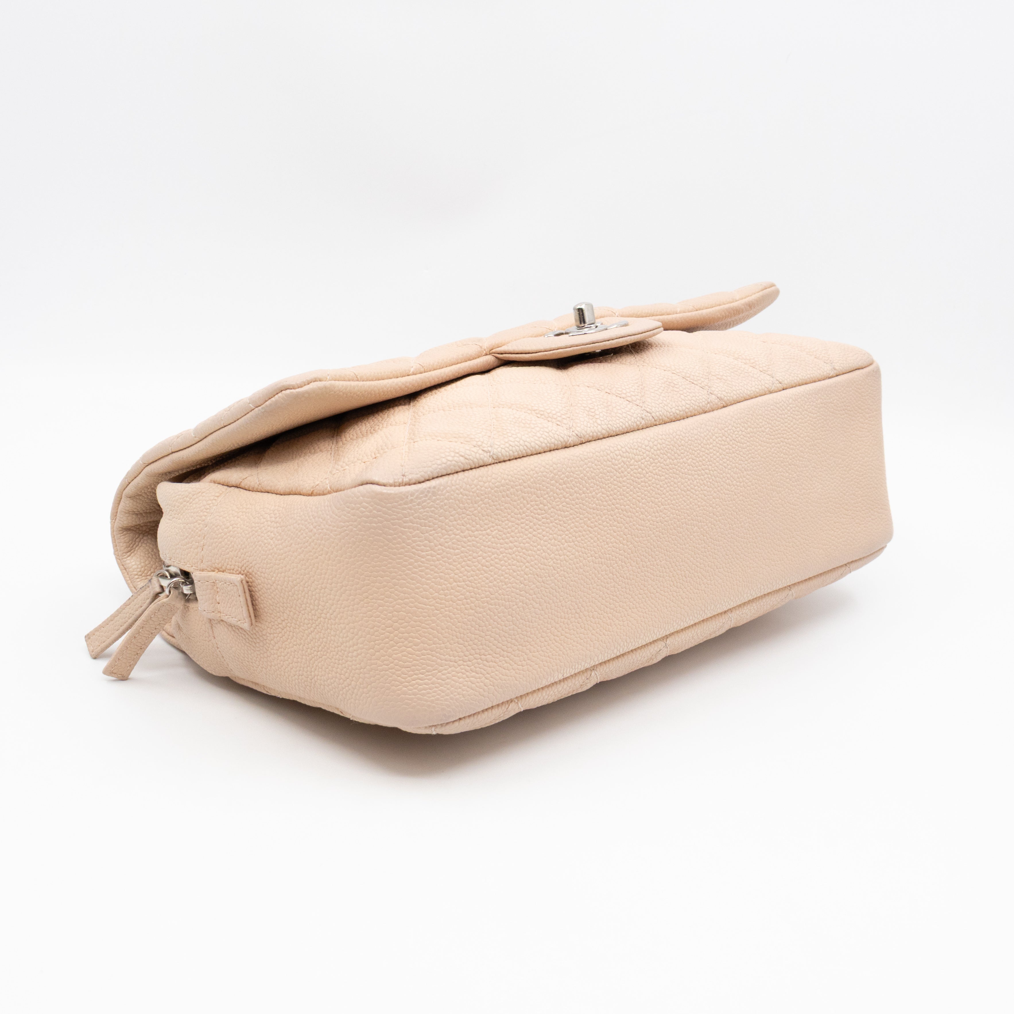 Casual Journey Flap Bag Beige Leather Silver