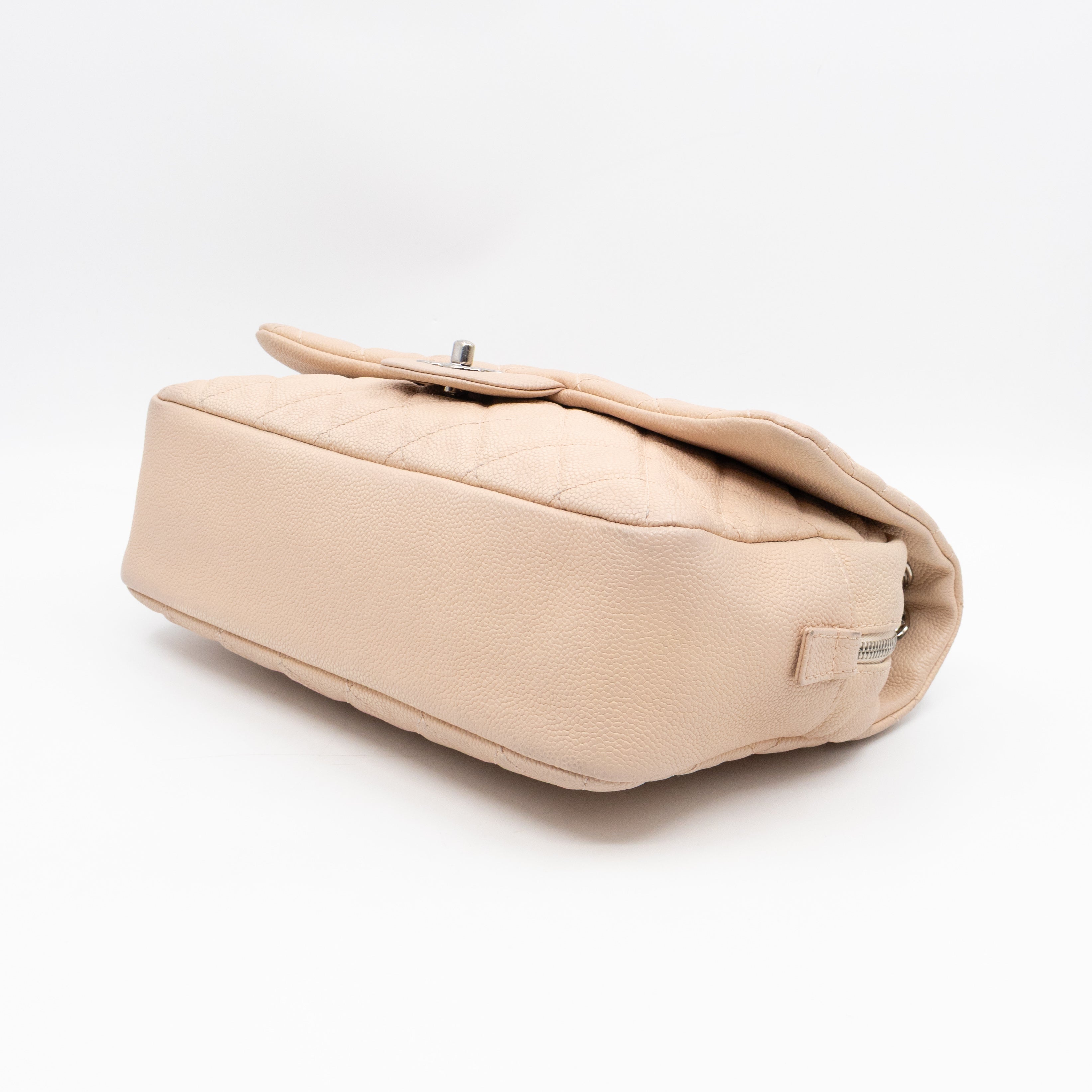 Casual Journey Flap Bag Beige Leather Silver