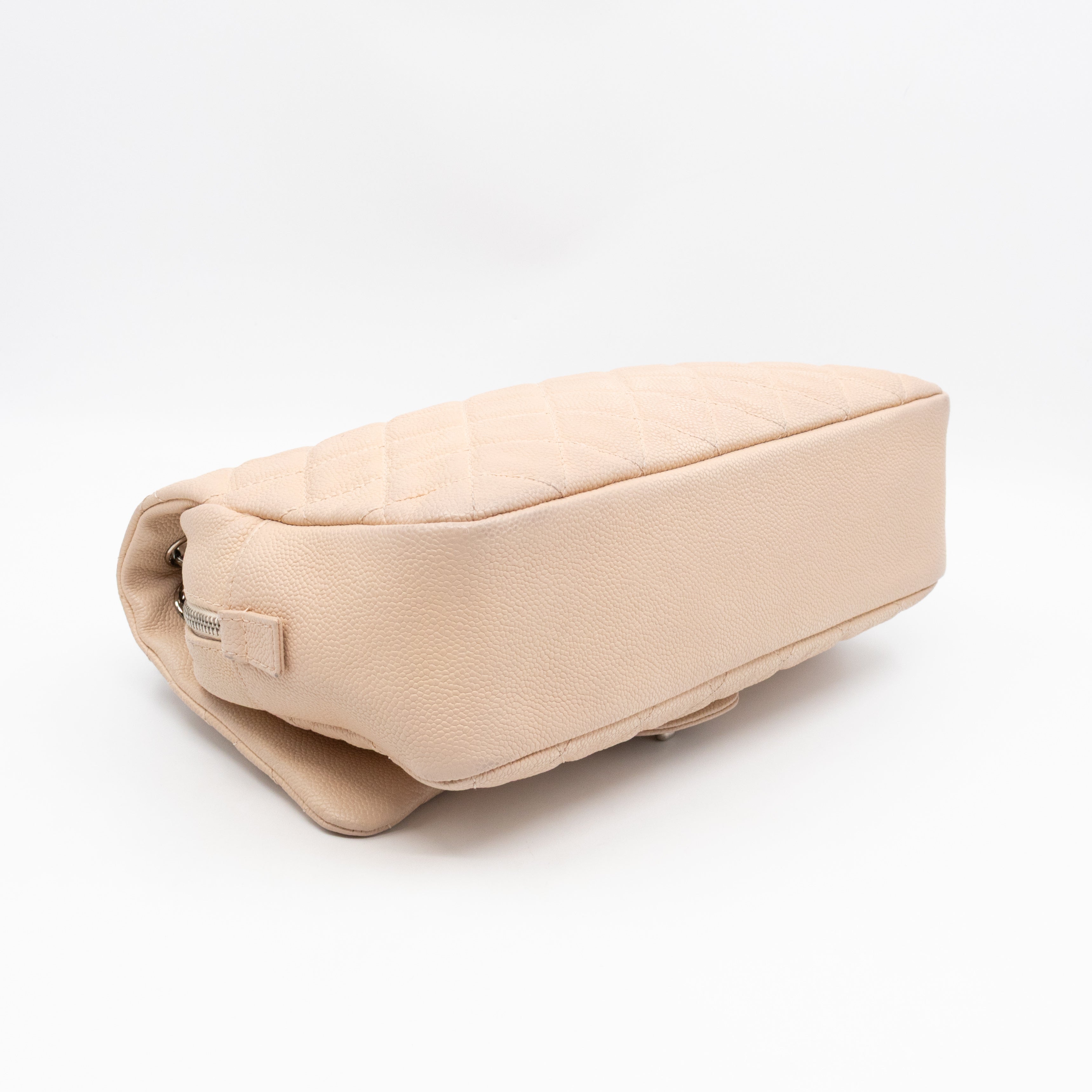 Casual Journey Flap Bag Beige Leather Silver