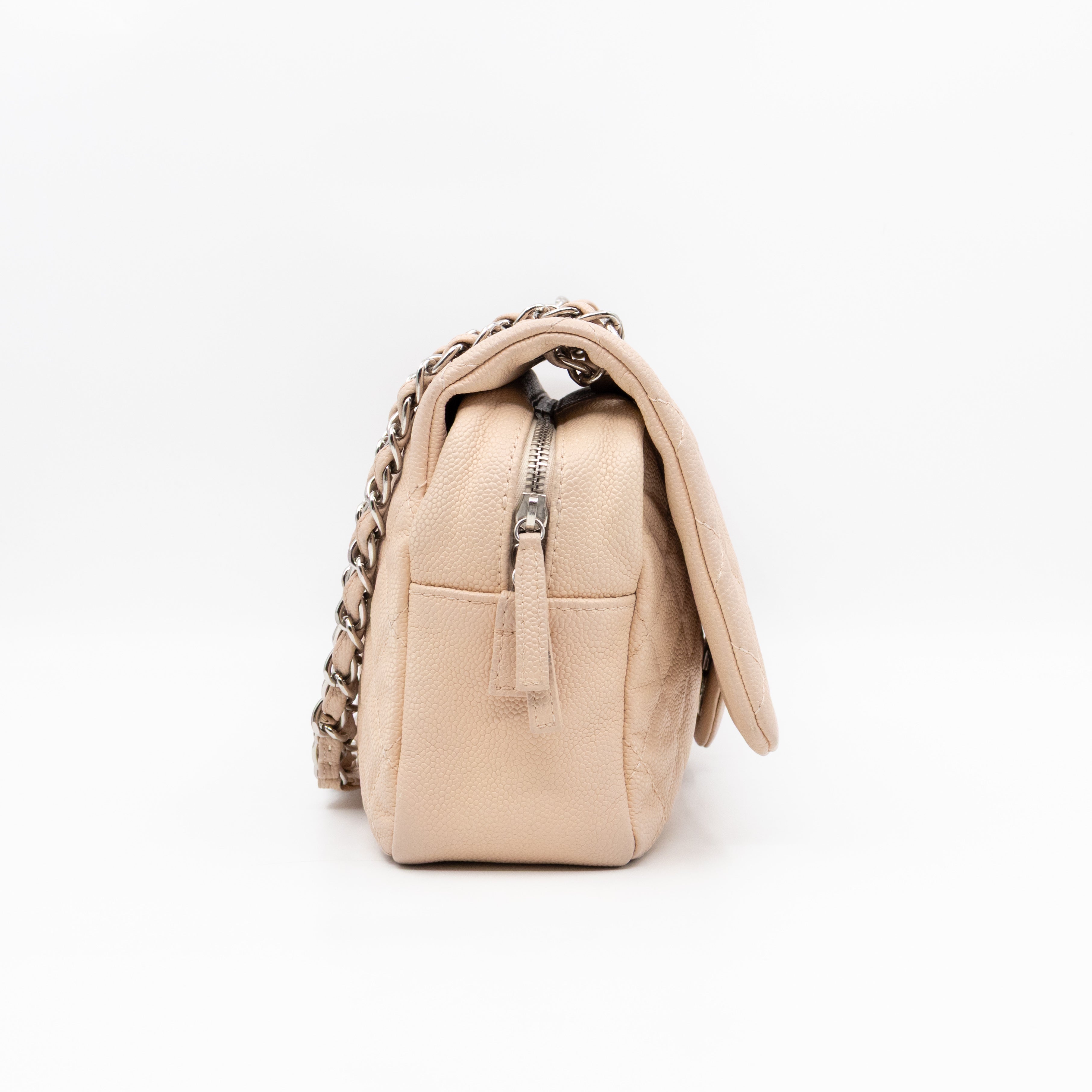 Casual Journey Flap Bag Beige Leather Silver