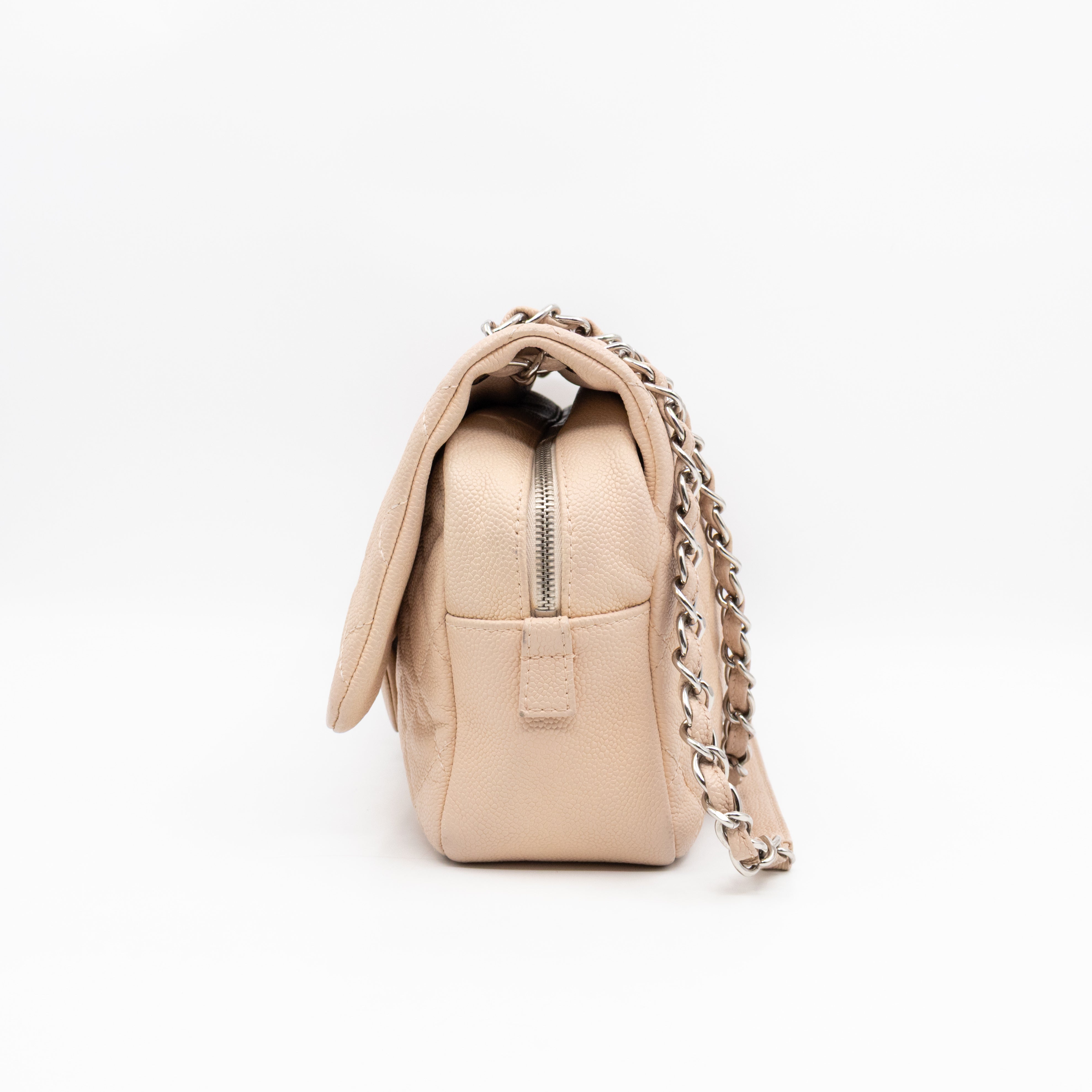 Casual Journey Flap Bag Beige Leather Silver