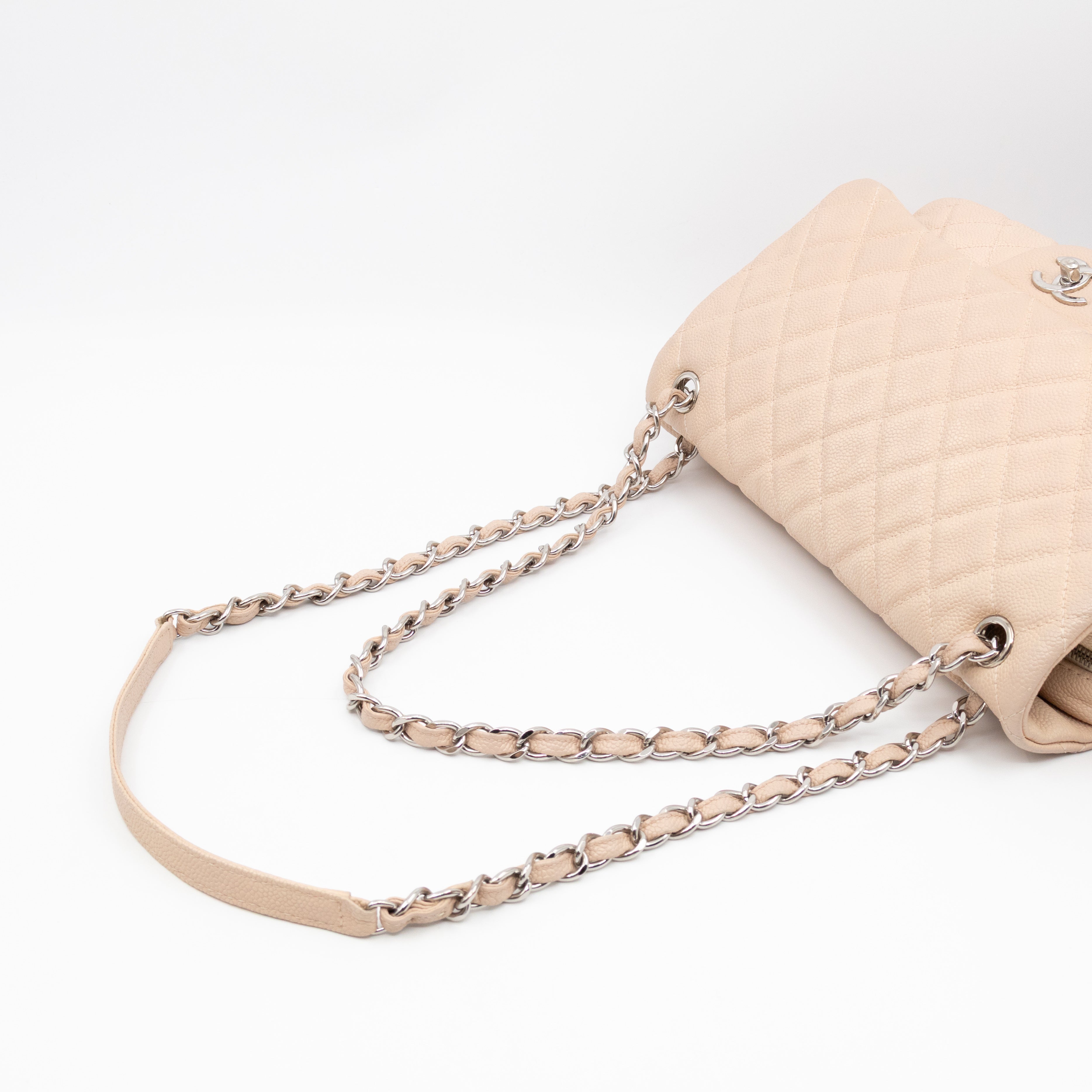 Casual Journey Flap Bag Beige Leather Silver