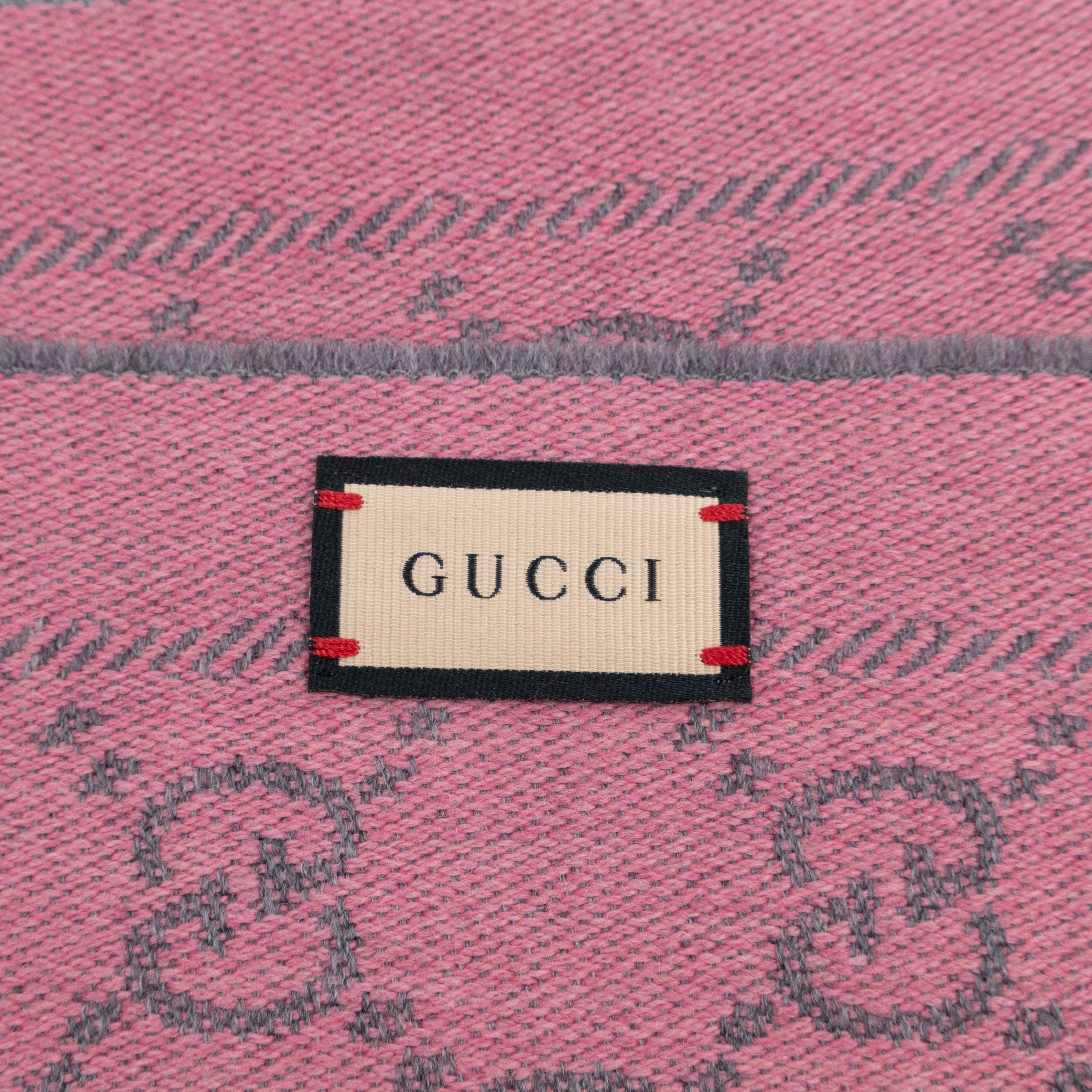 GG Wool Scarf Pink Graphite