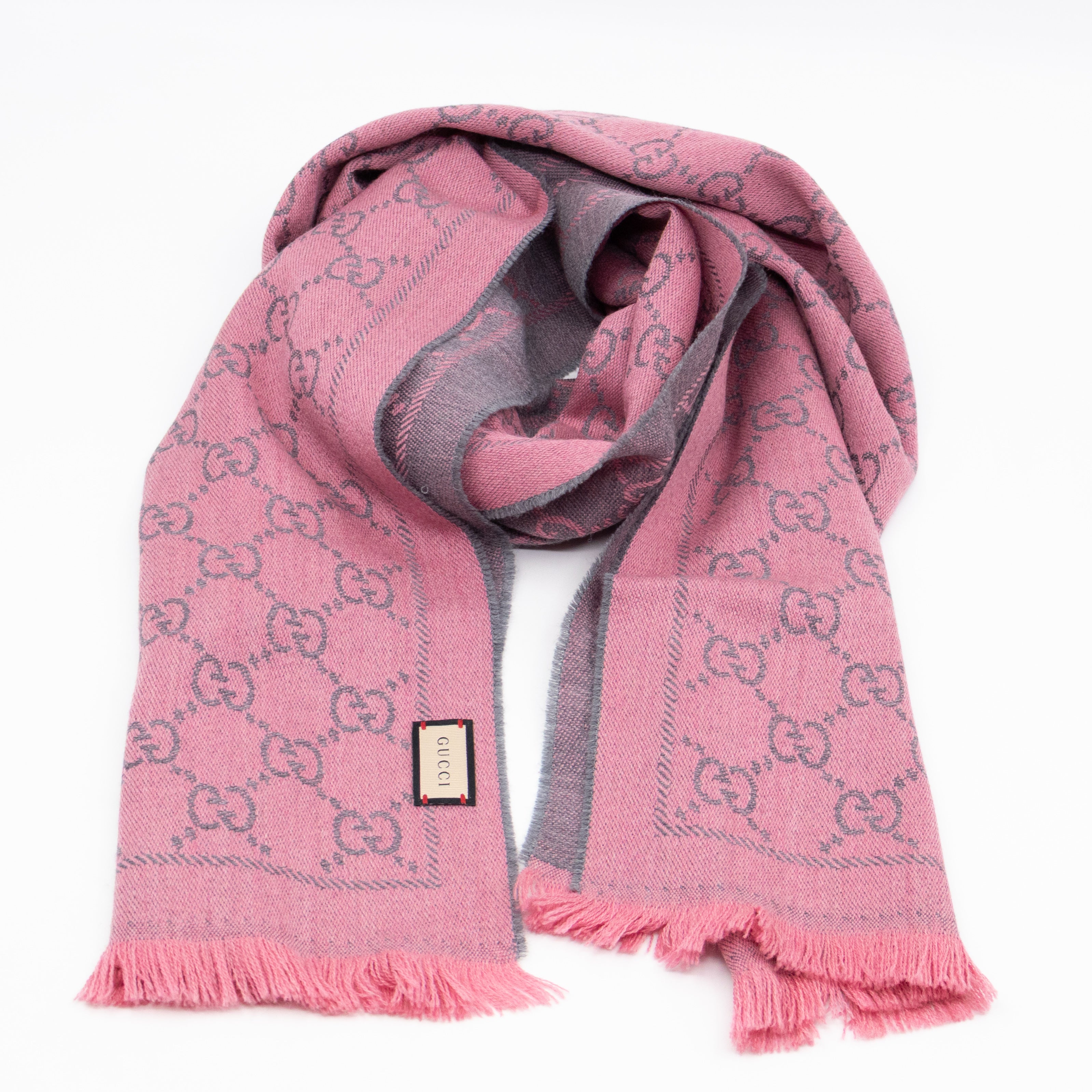 GG Wool Scarf Pink Graphite