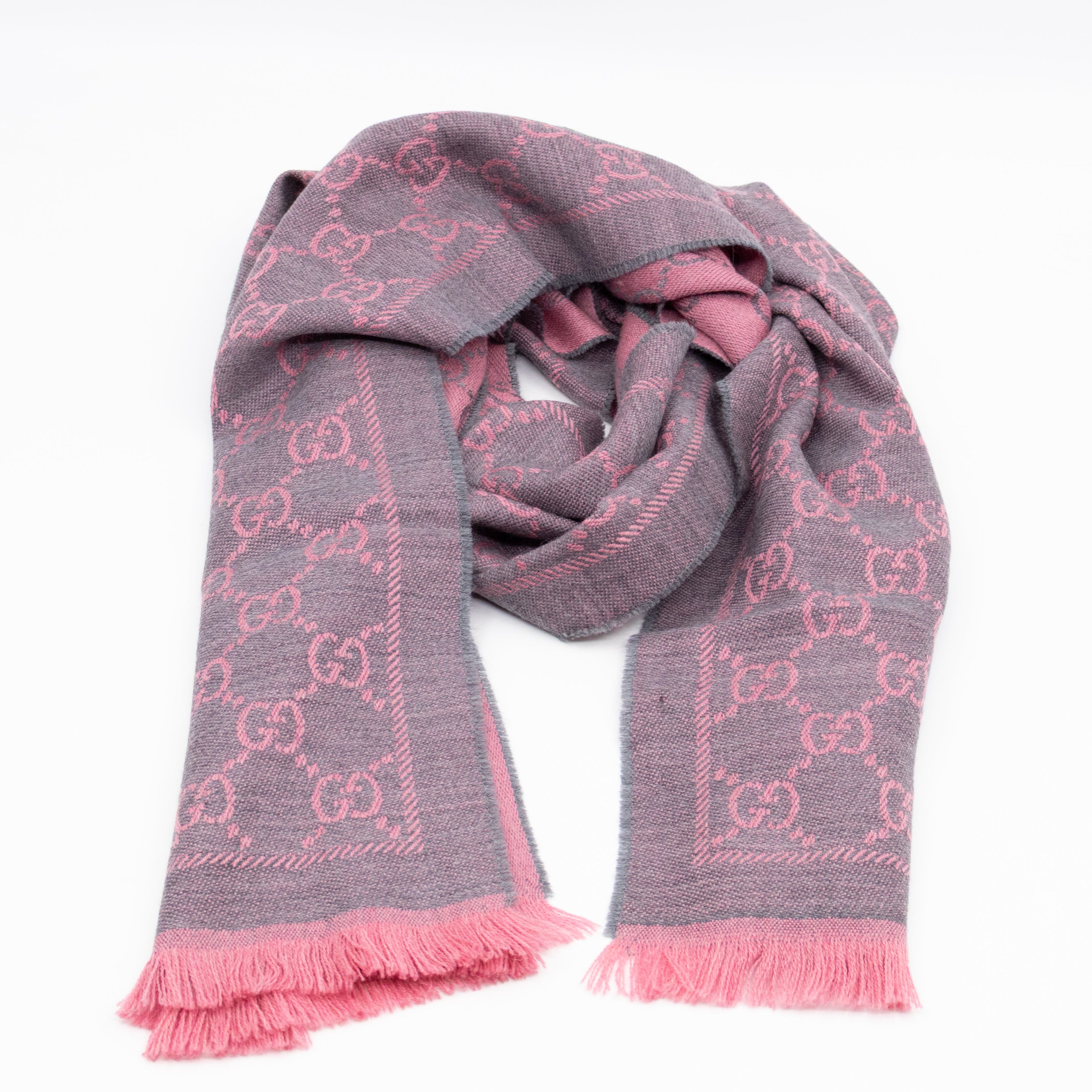 GG Wool Scarf Pink Graphite