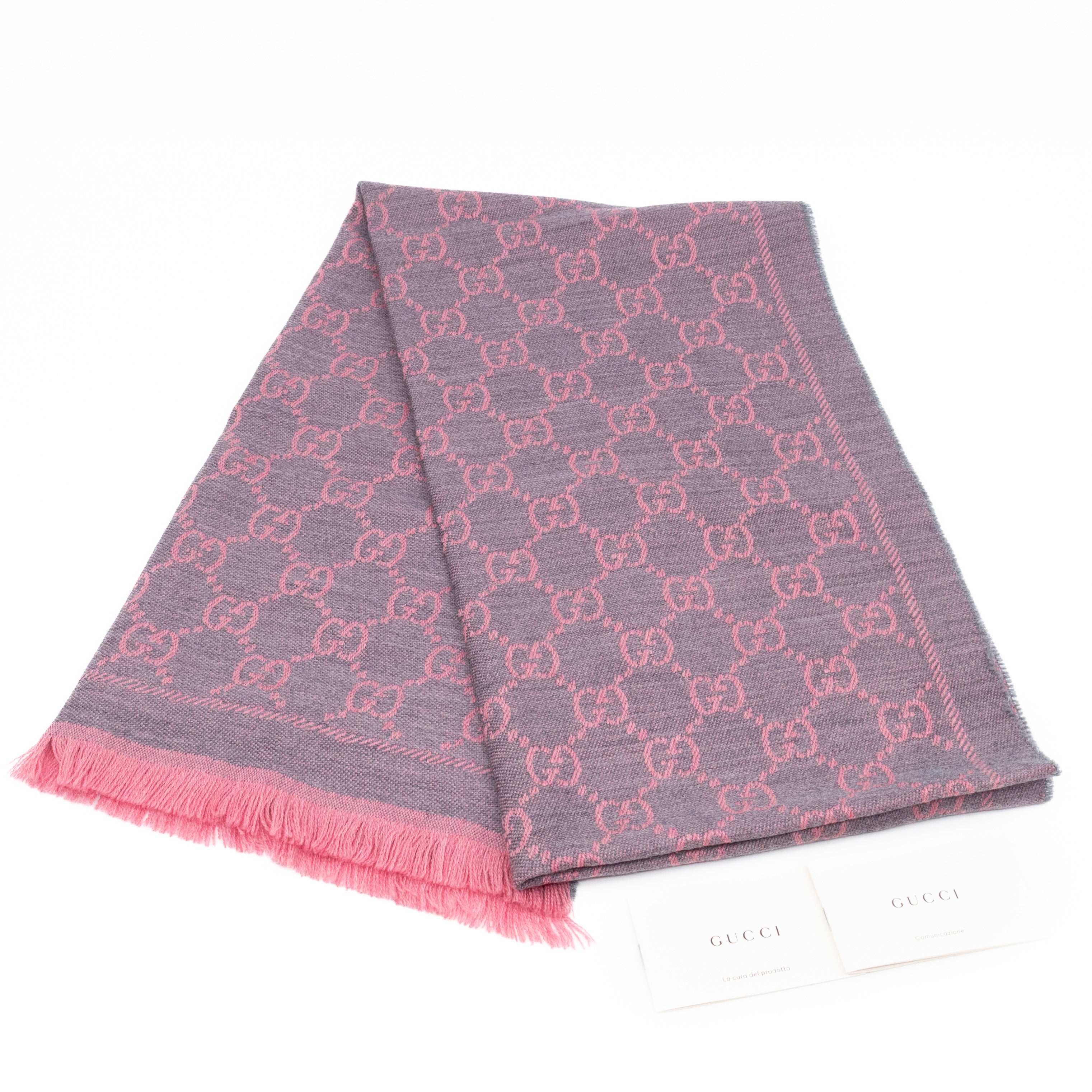 GG Wool Scarf Pink Graphite