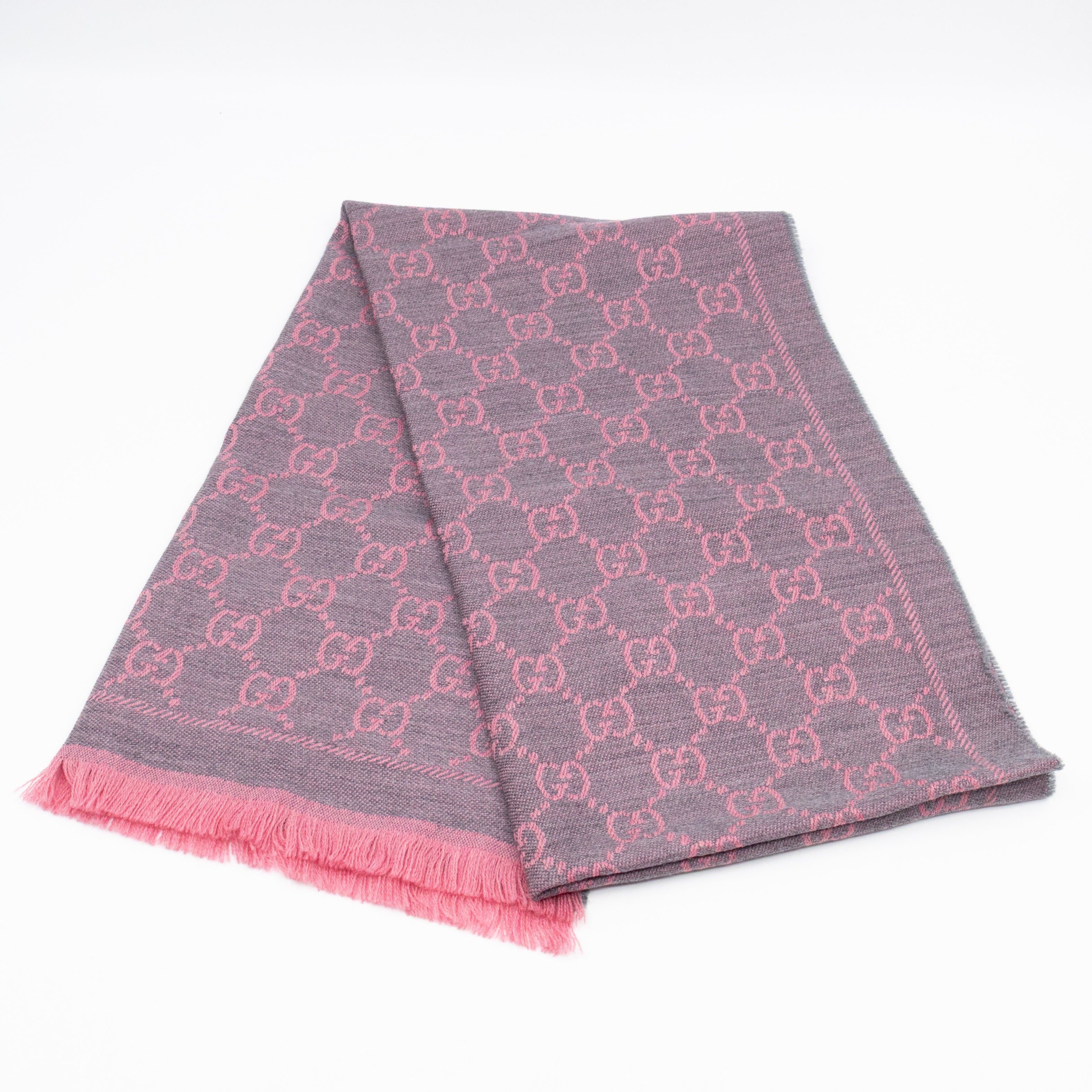 GG Wool Scarf Pink Graphite
