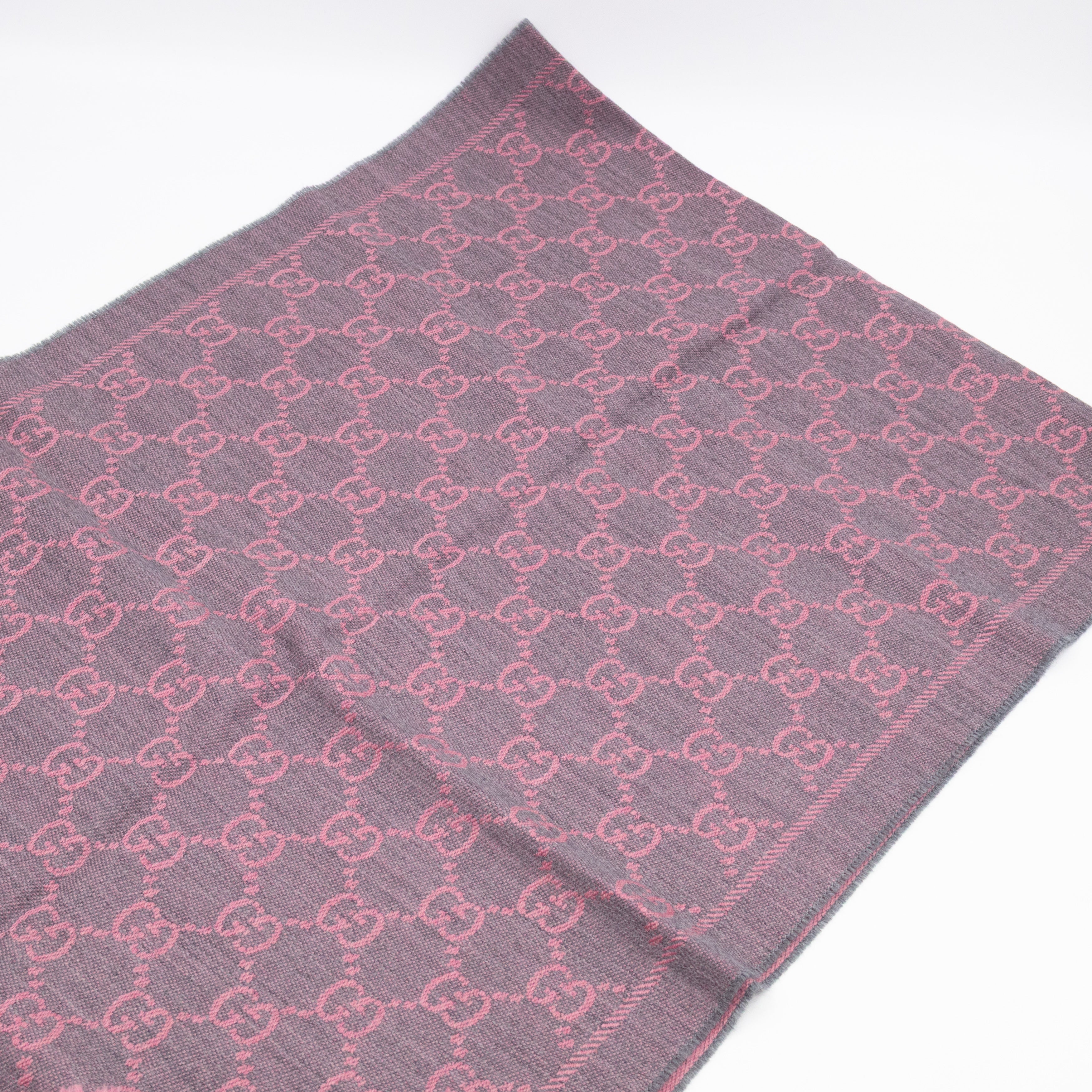 GG Wool Scarf Pink Graphite