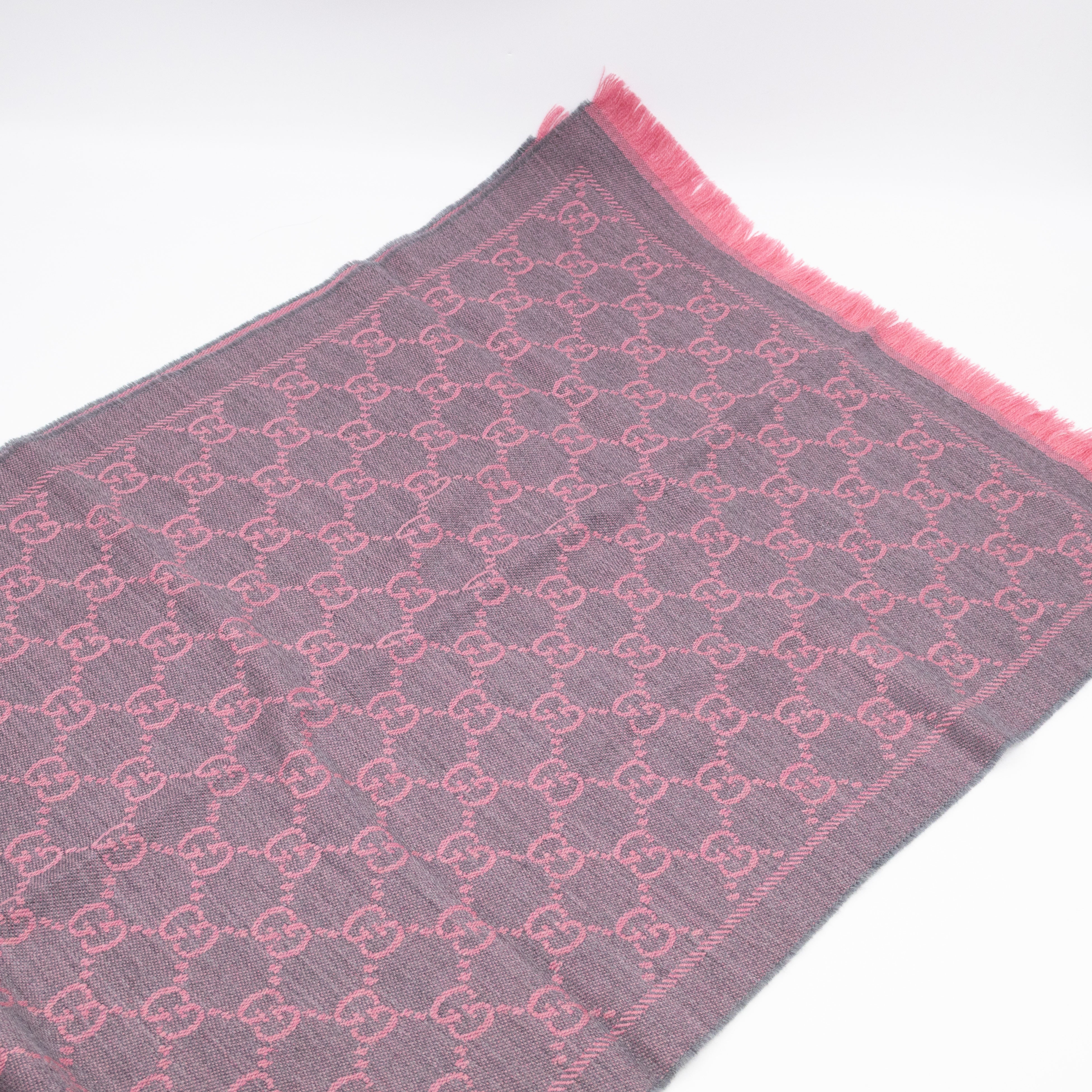 GG Wool Scarf Pink Graphite