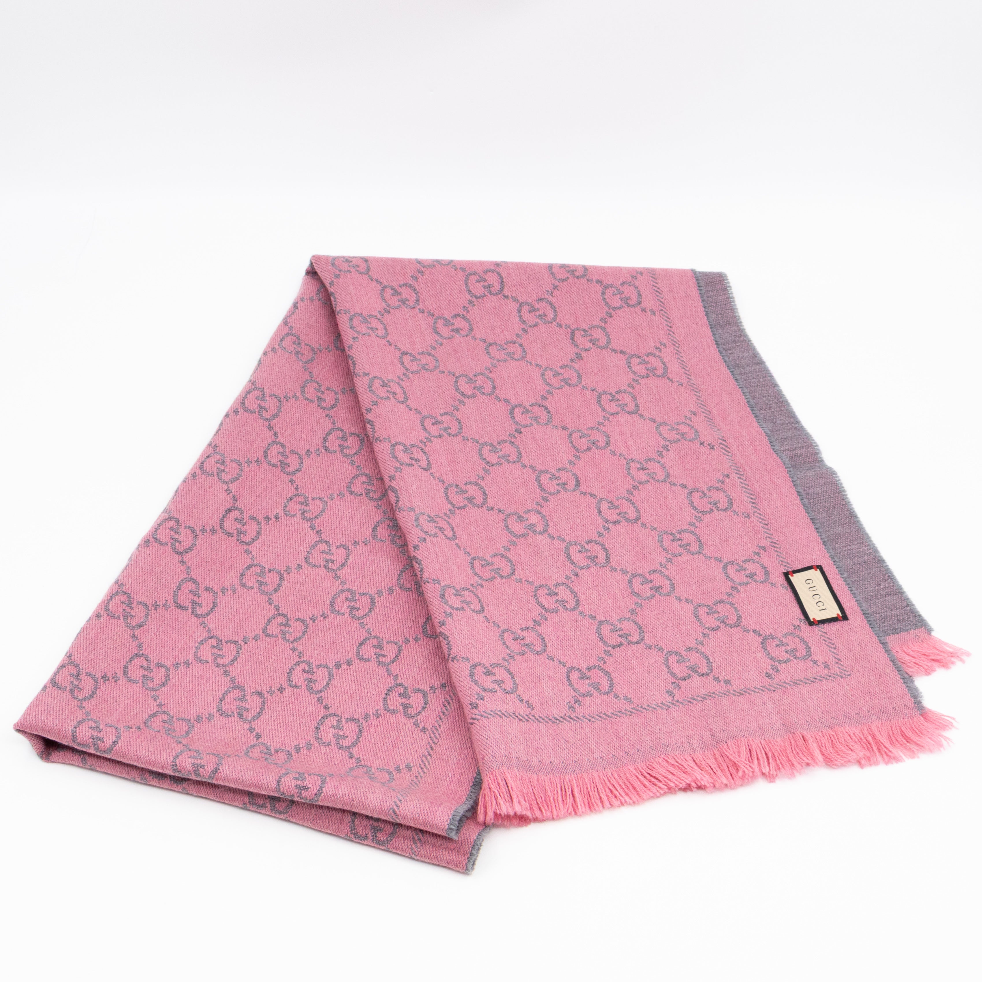 GG Wool Scarf Pink Graphite