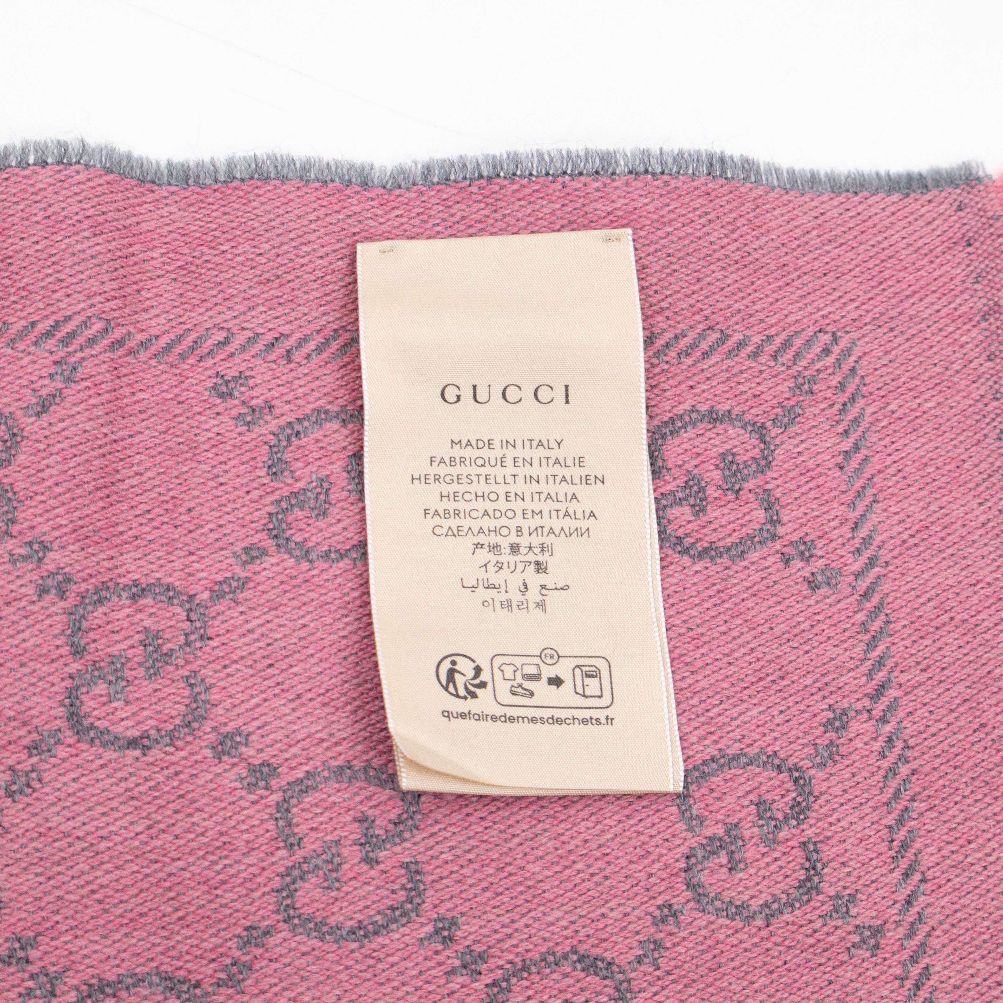 GG Wool Scarf Pink Graphite