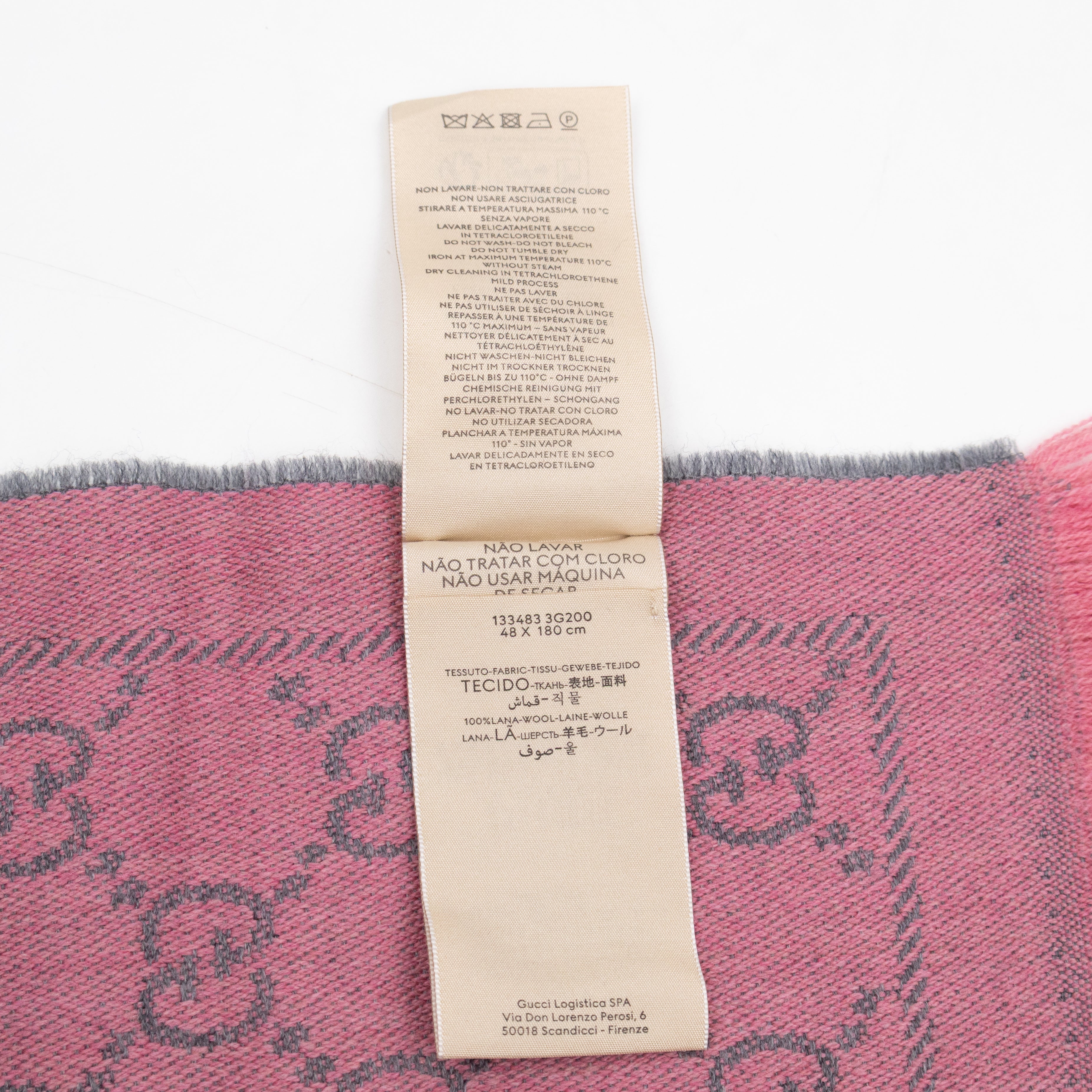 GG Wool Scarf Pink Graphite