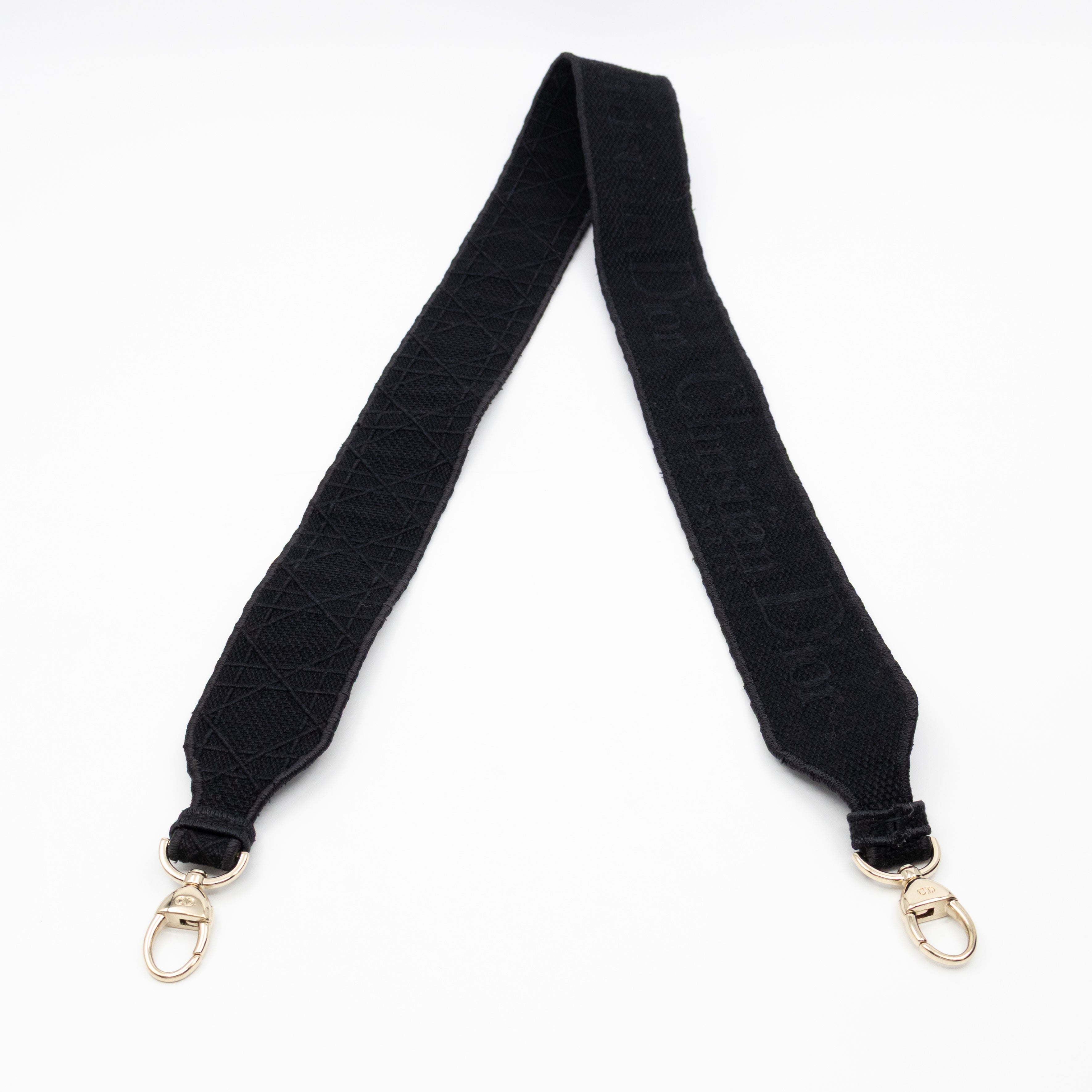 Lady D-Lite Medium Black Canvas Embroidery Cannage
