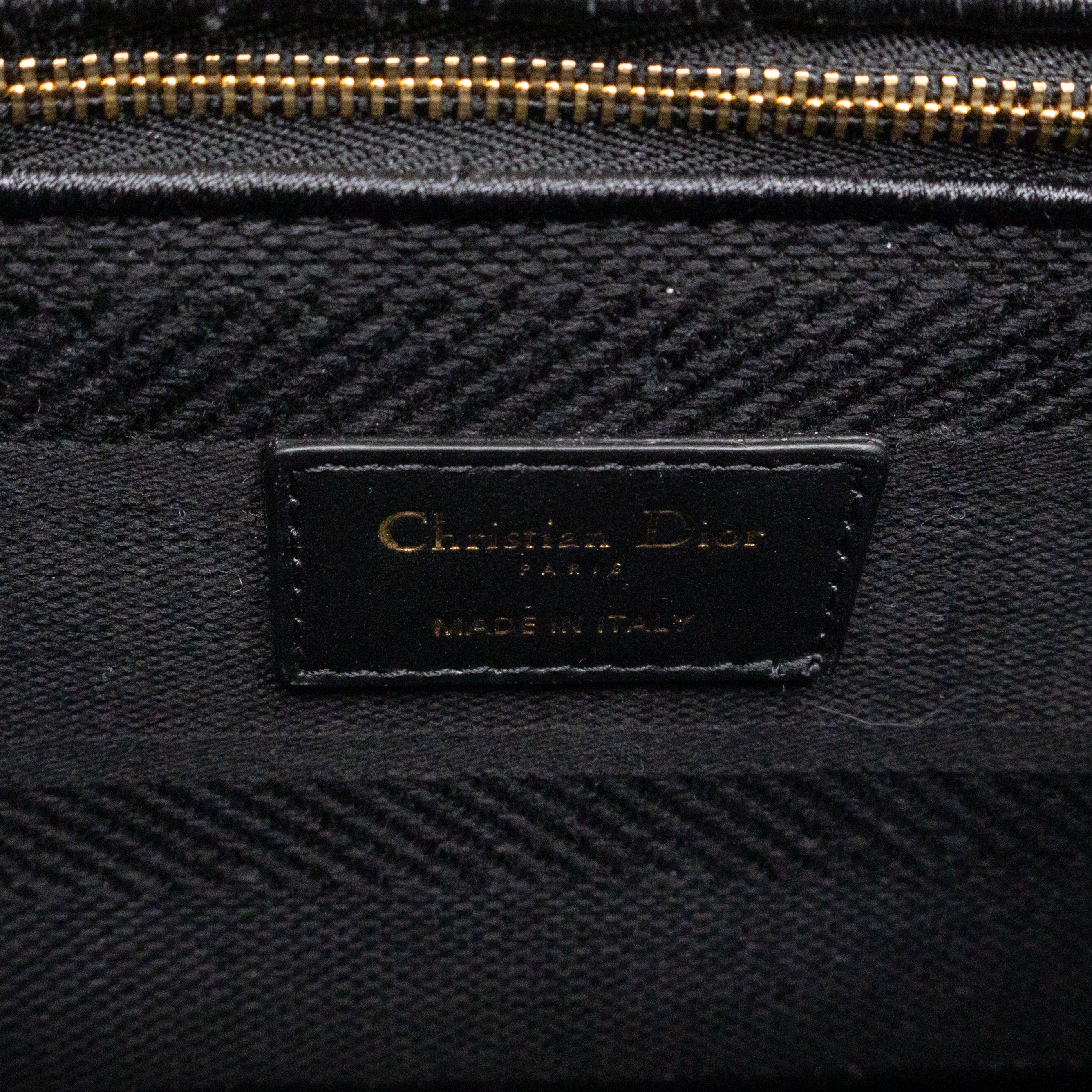 Lady D-Lite Medium Black Canvas Embroidery Cannage