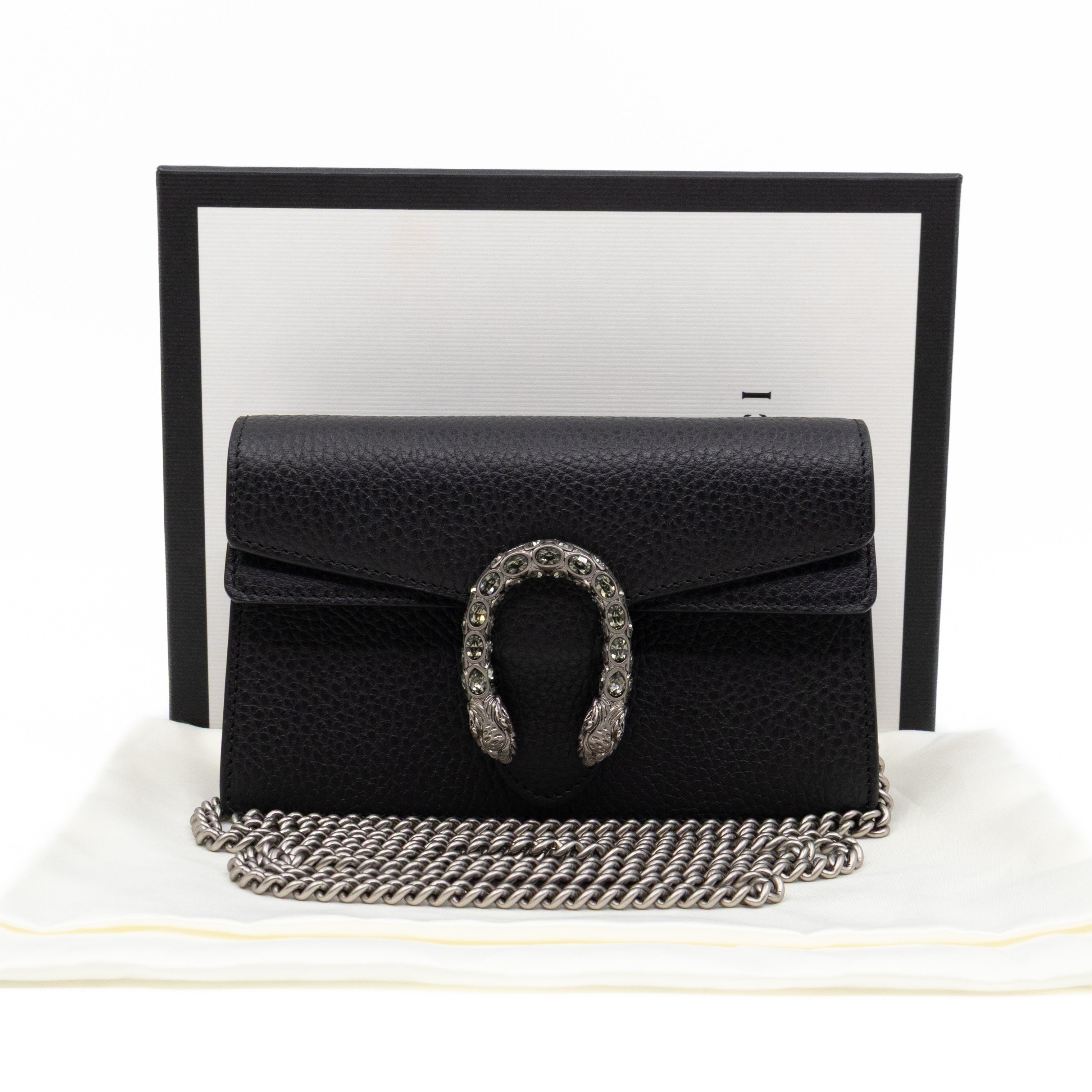 Gucci Dionysus Super Mini Black Leather Silver – Queen Station