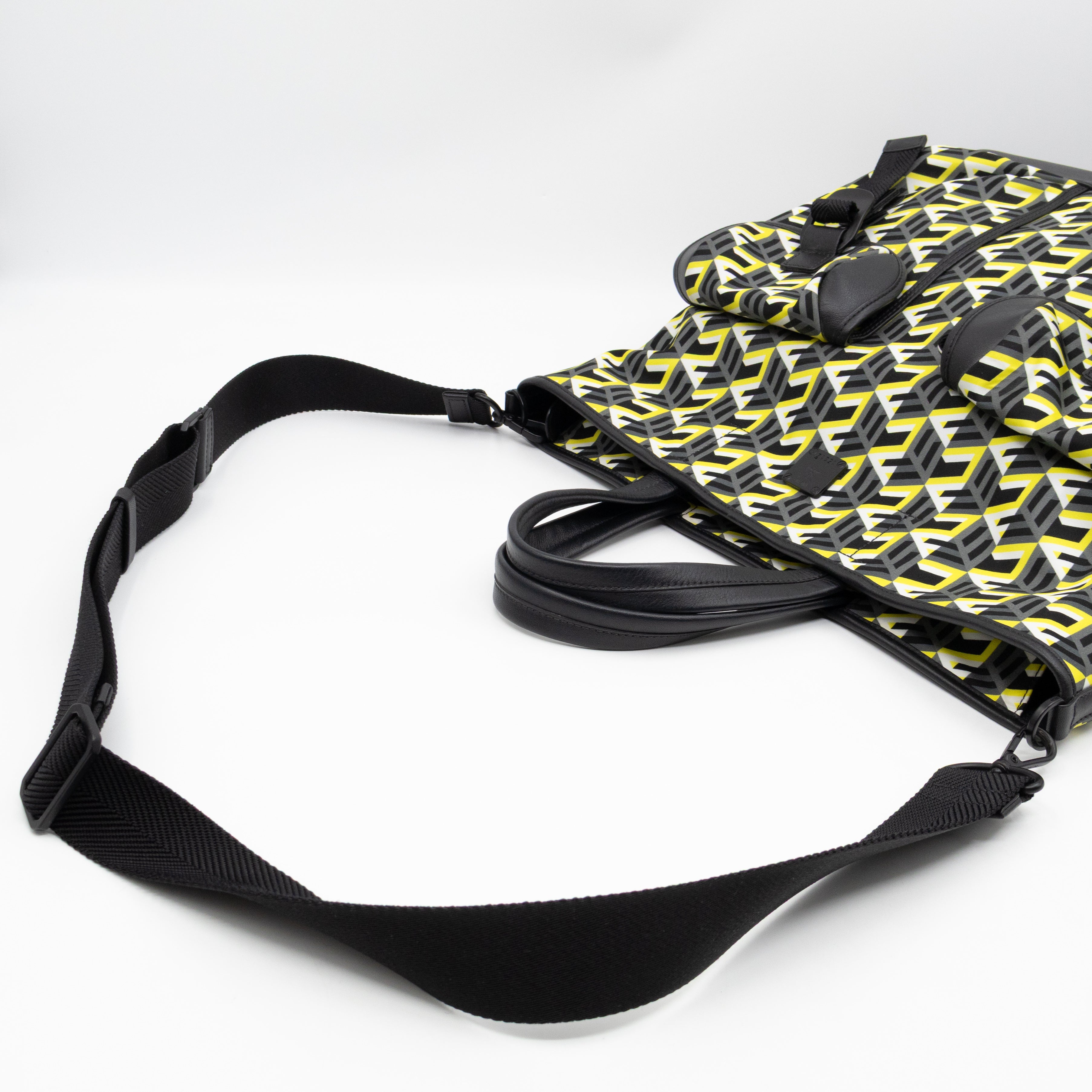 Cubic Logo Tote Bag Yellow Nylon