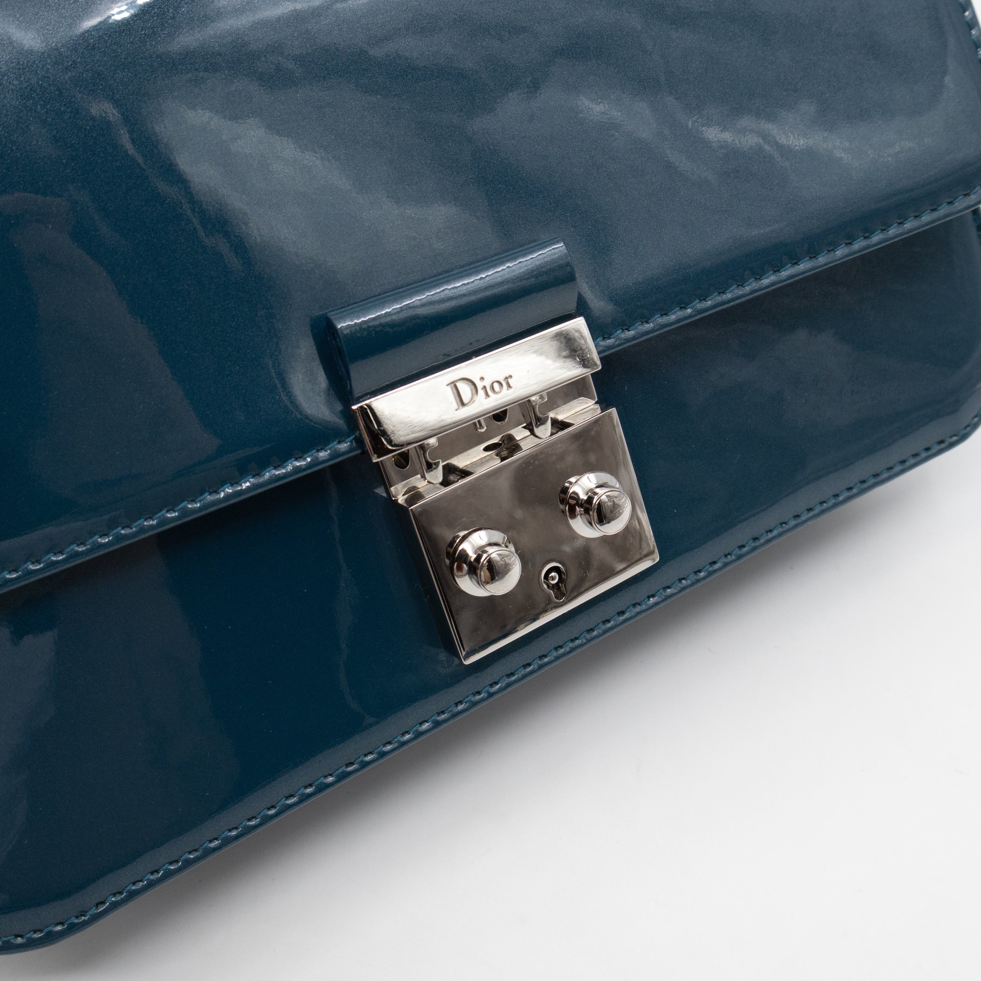 Miss Dior Promenade Wallet on Chain Royal Blue Patent Leather