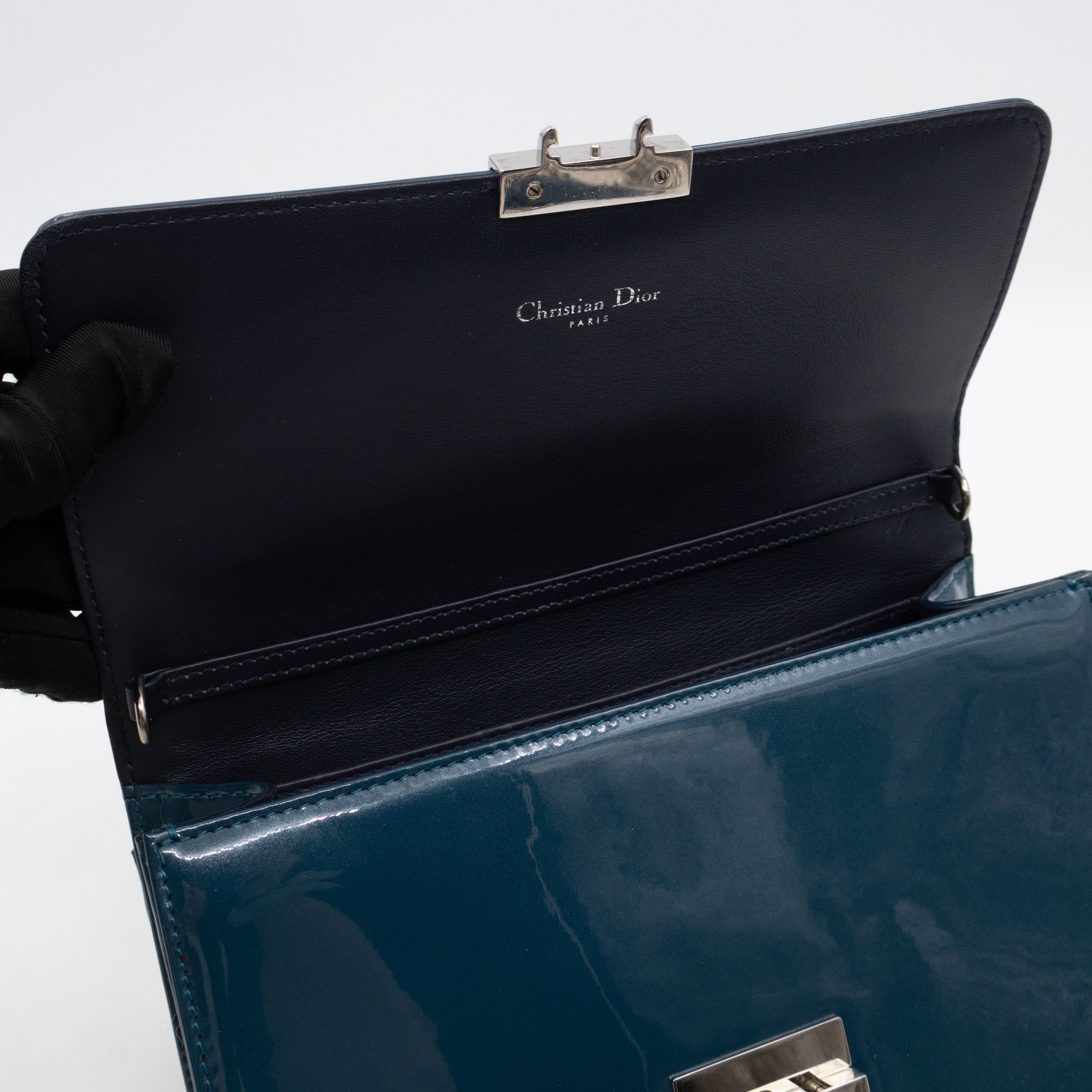 Miss Dior Promenade Wallet on Chain Royal Blue Patent Leather