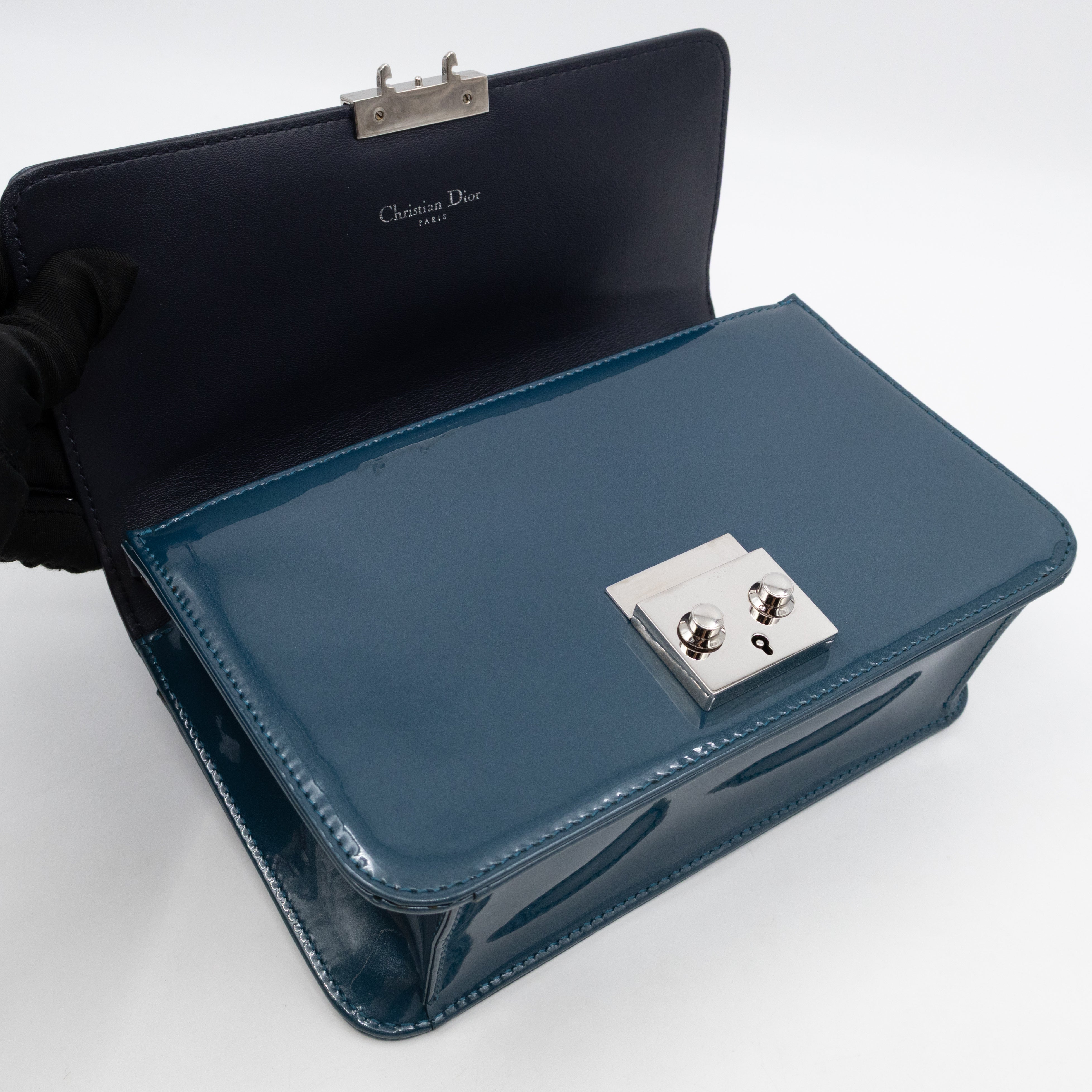 Miss Dior Promenade Wallet on Chain Royal Blue Patent Leather