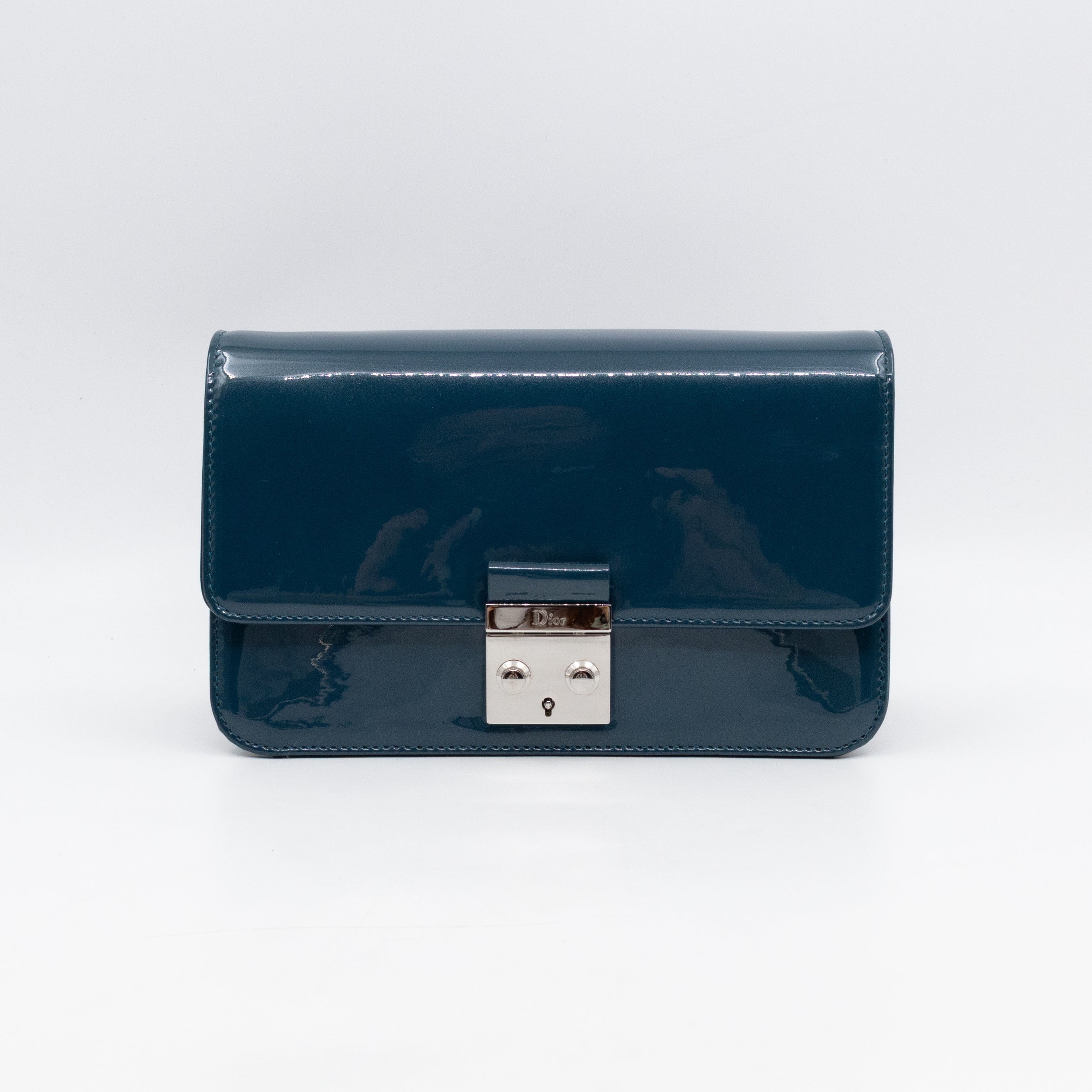 Miss Dior Promenade Wallet on Chain Royal Blue Patent Leather