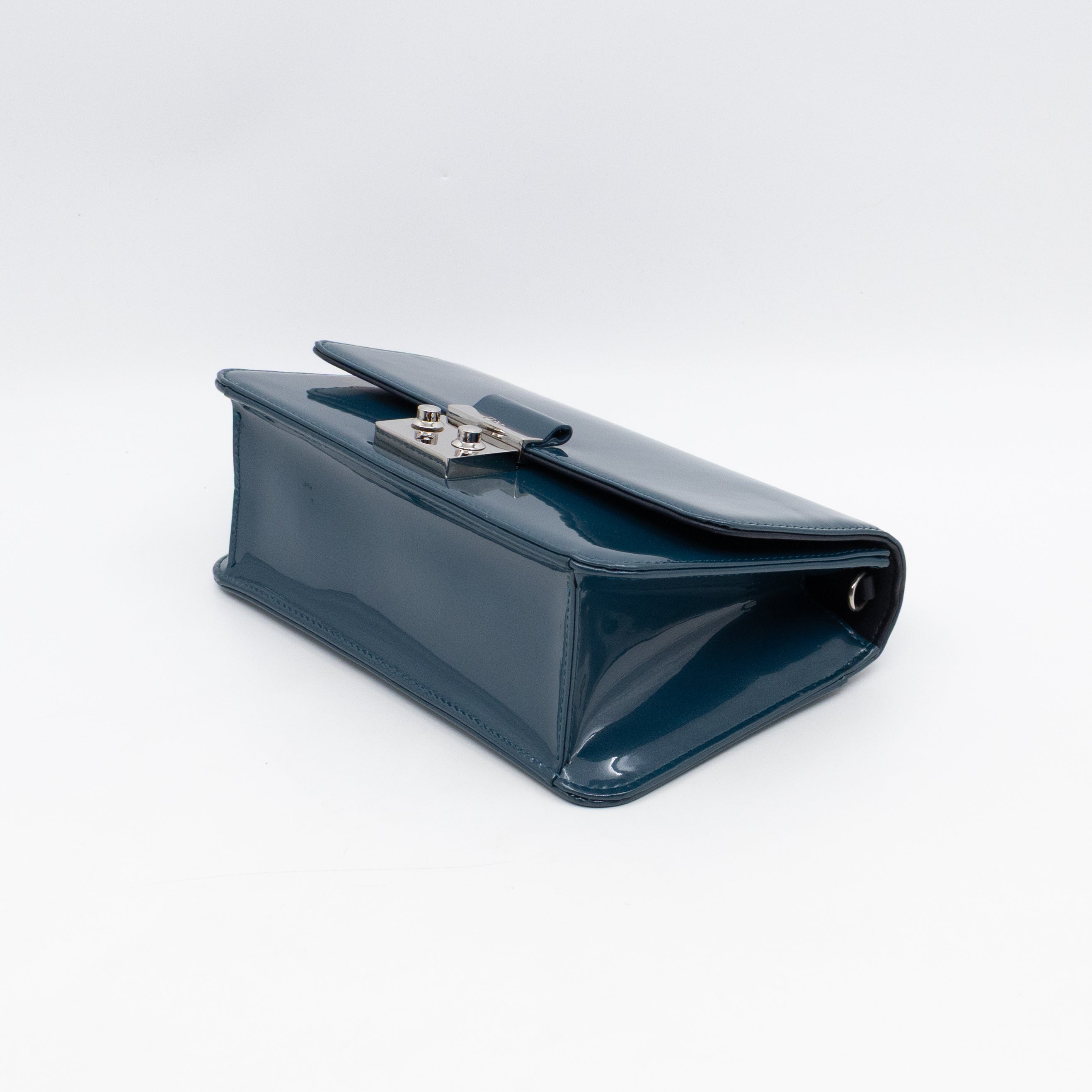 Miss Dior Promenade Wallet on Chain Royal Blue Patent Leather