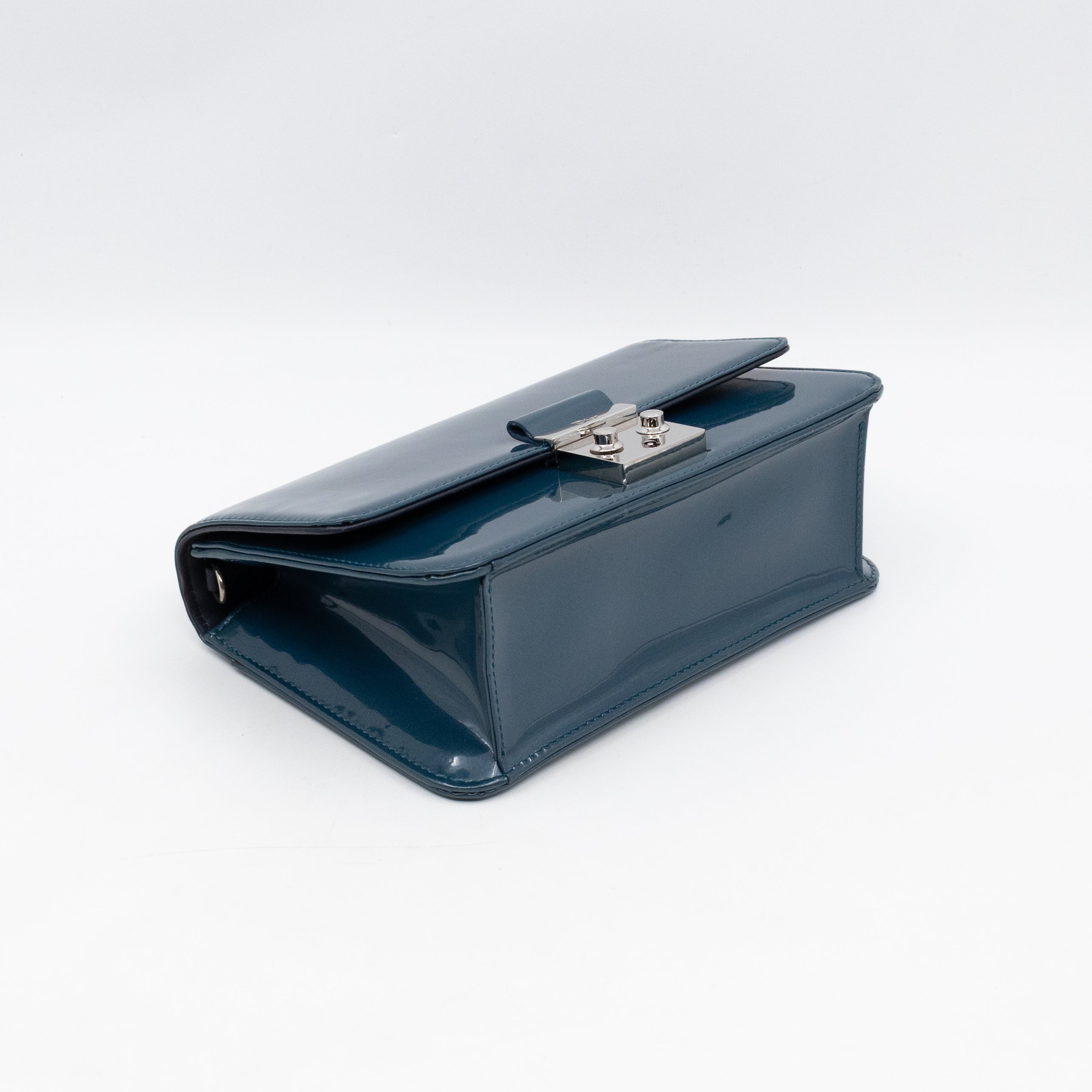 Miss Dior Promenade Wallet on Chain Royal Blue Patent Leather