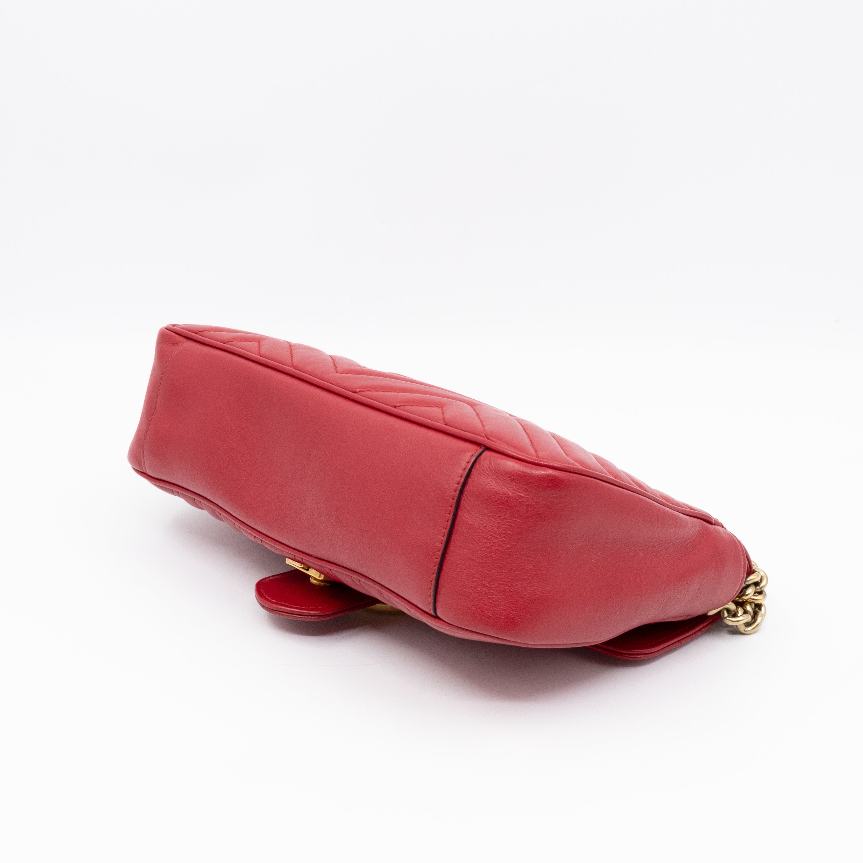 GG Marmont Small Flap Bag Red Matelasse Leather