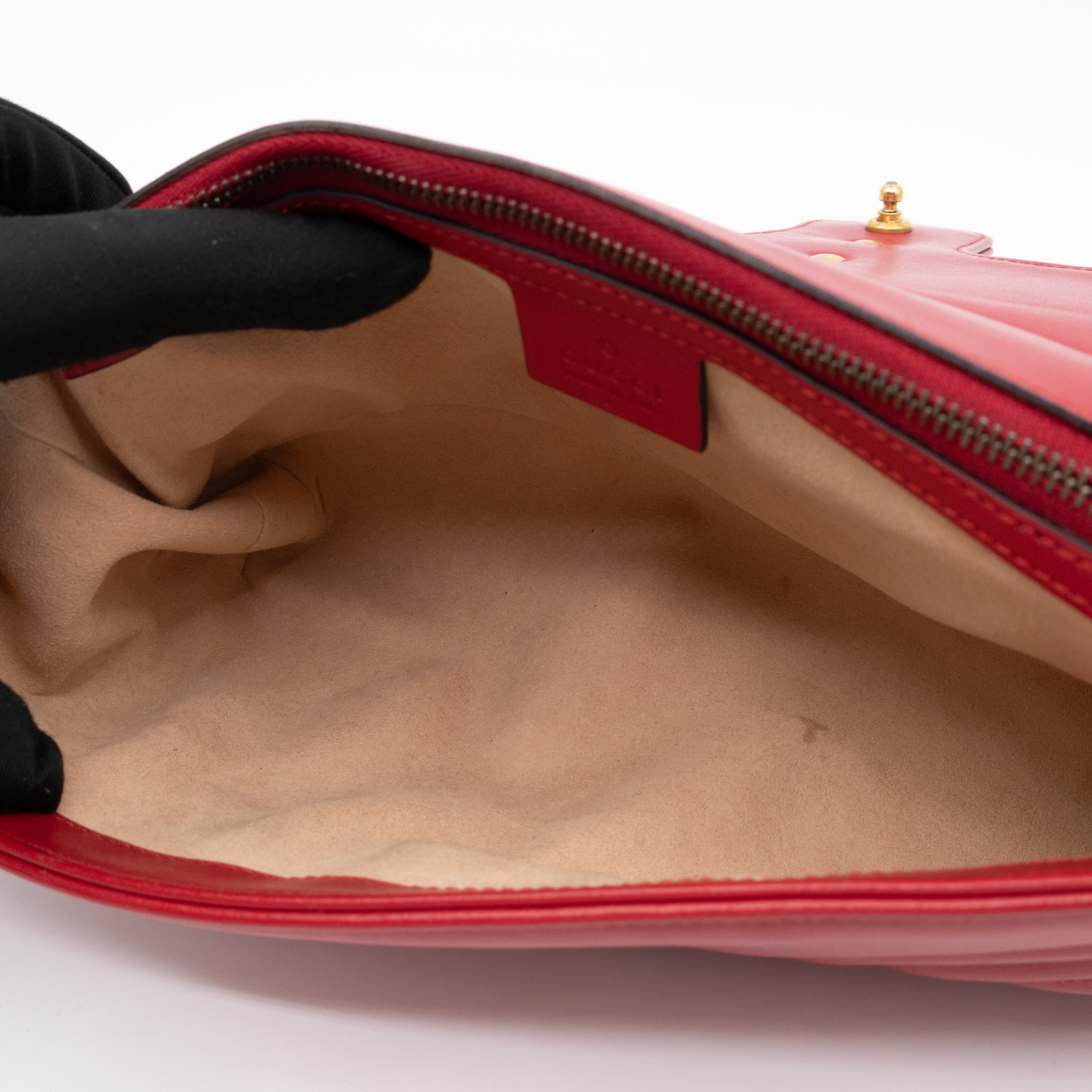 GG Marmont Small Flap Bag Red Matelasse Leather