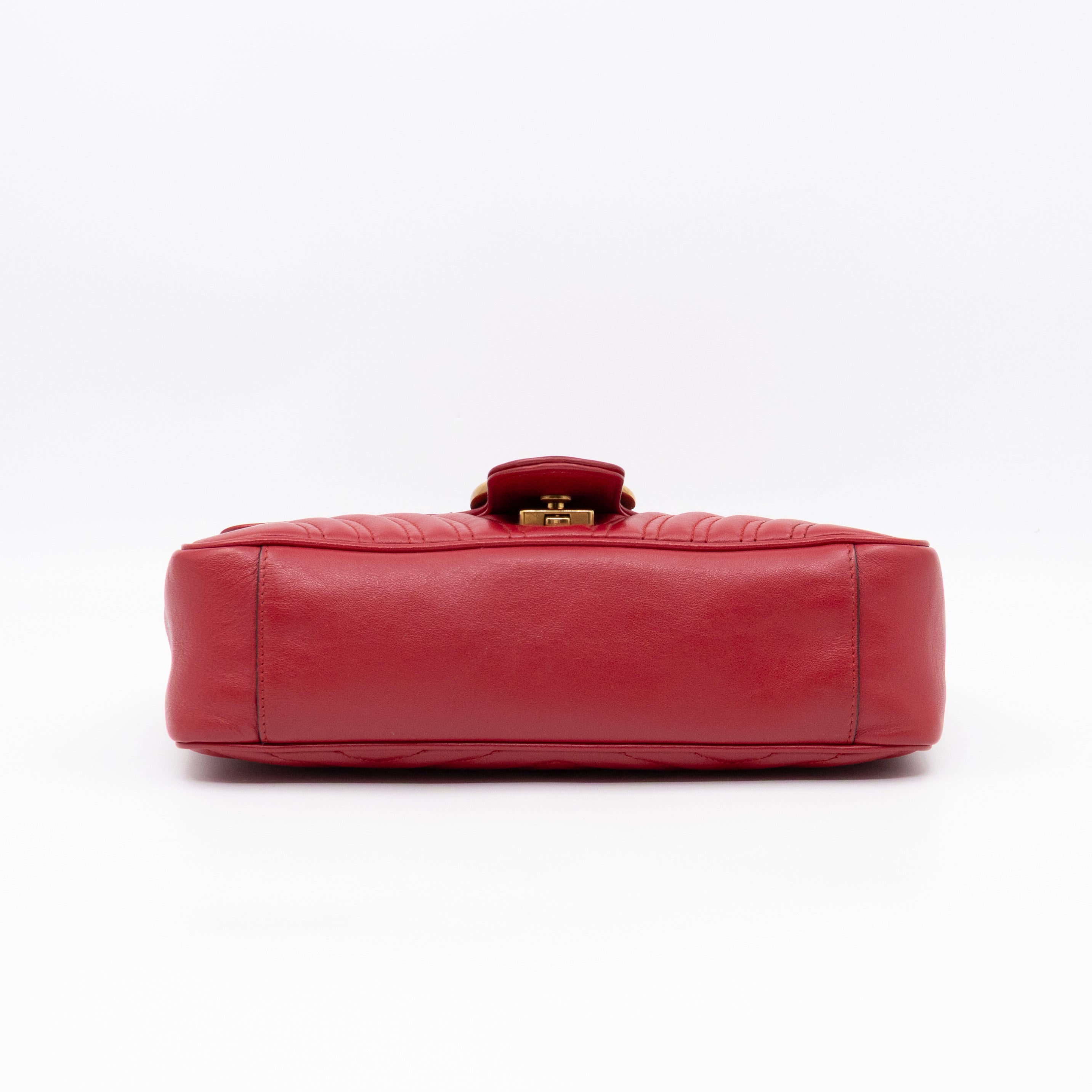 GG Marmont Small Flap Bag Red Matelasse Leather